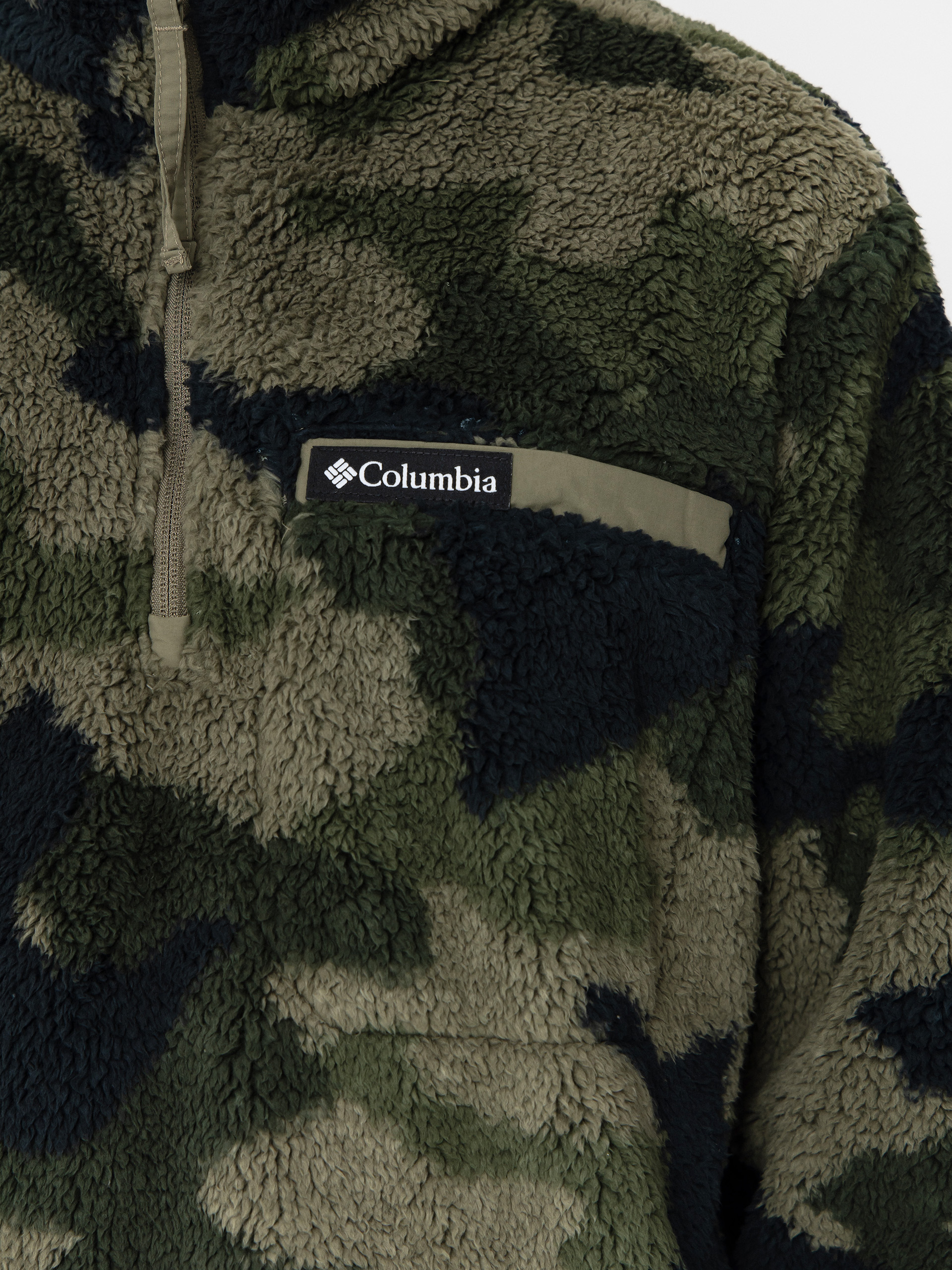 Mens Columbia Rugged Ridge High Pile Half Zip Fleece  (stone green mod camo)