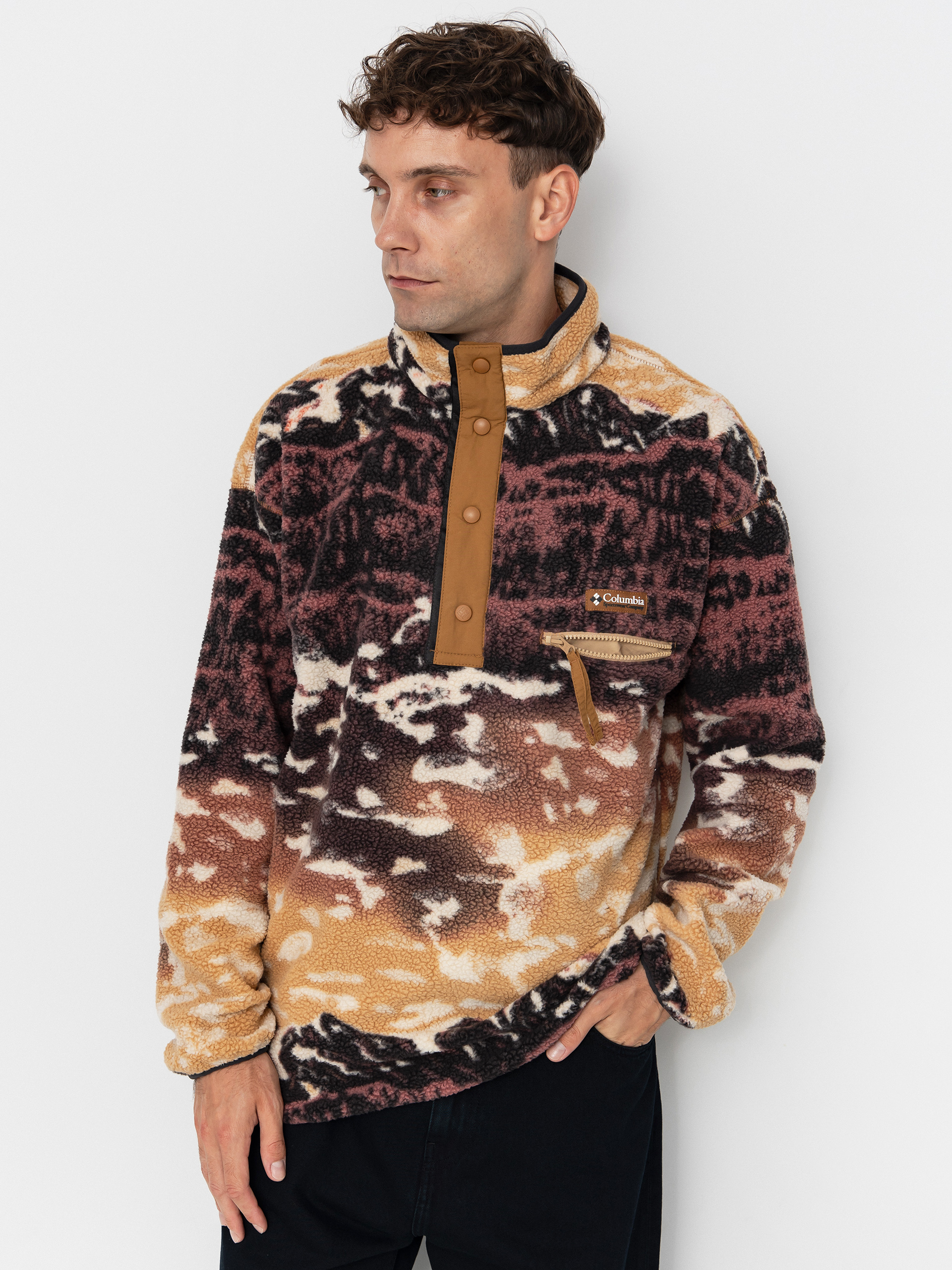 Columbia Helvetia II Printed Half Snap Fleece  (camel brown sisters)