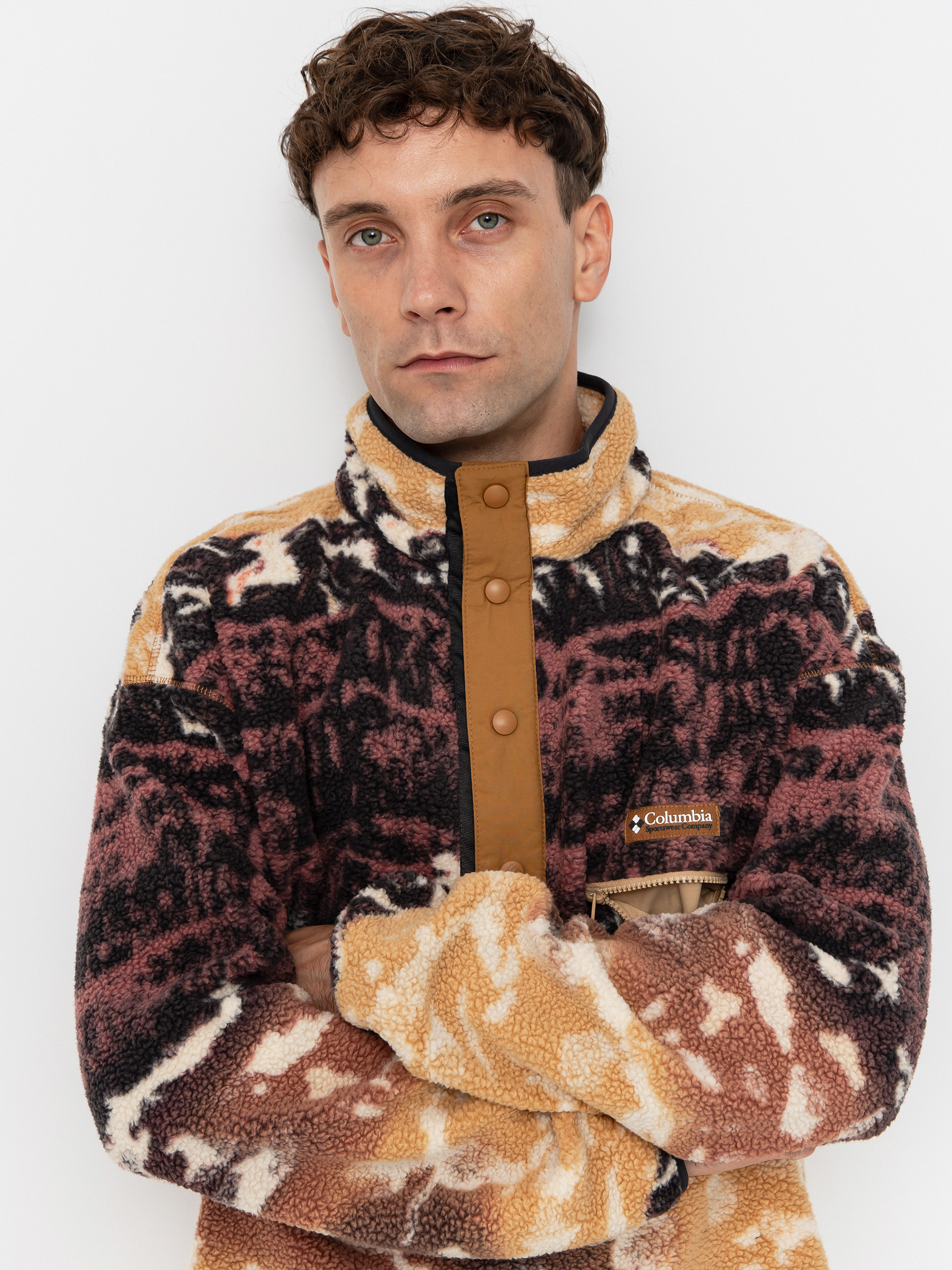 Columbia Helvetia II Printed Half Snap Fleece - brown, yellow