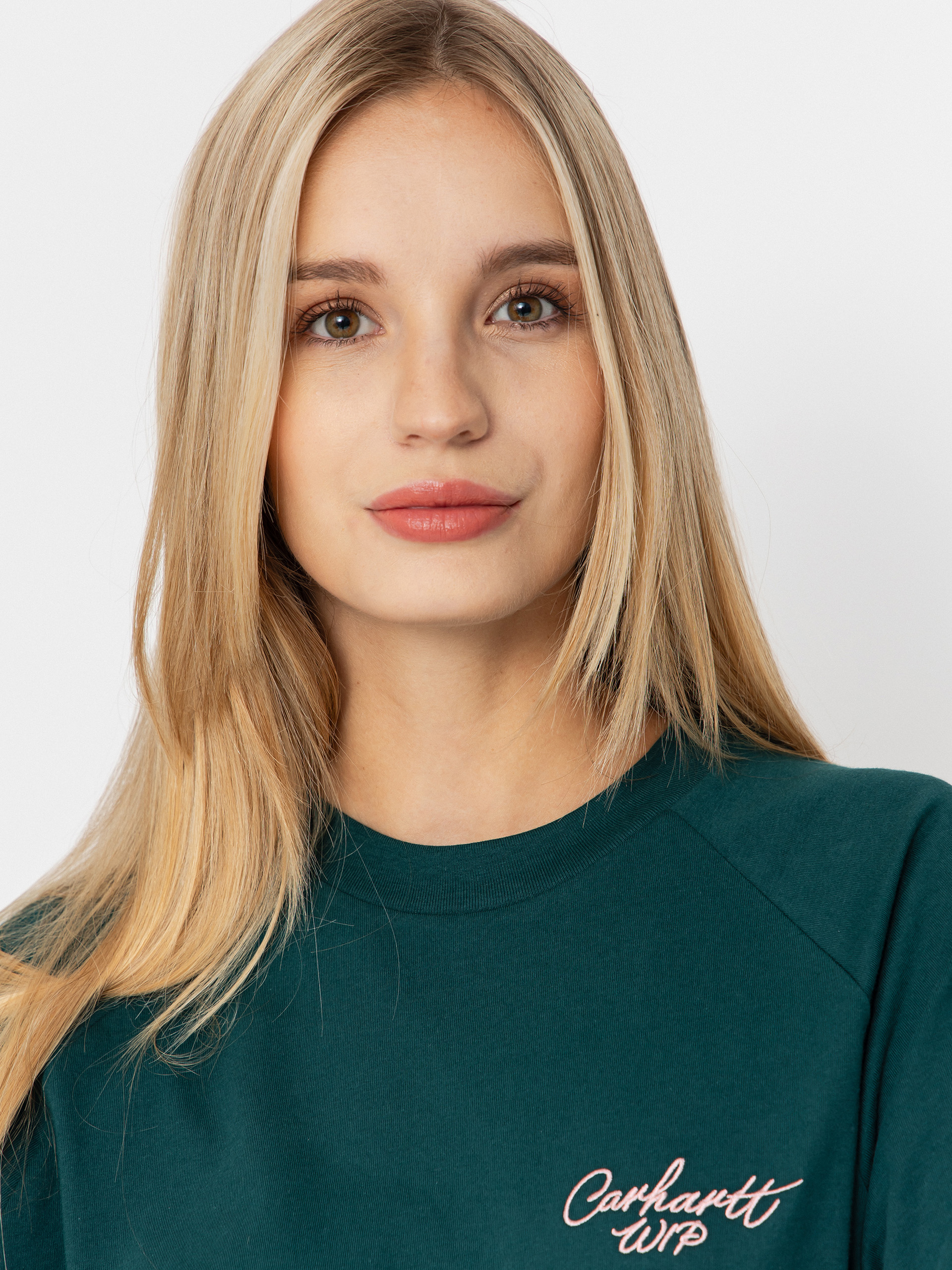 Carhartt WIP T-Shirt Signature Wmn (dark fir/glassy pink)