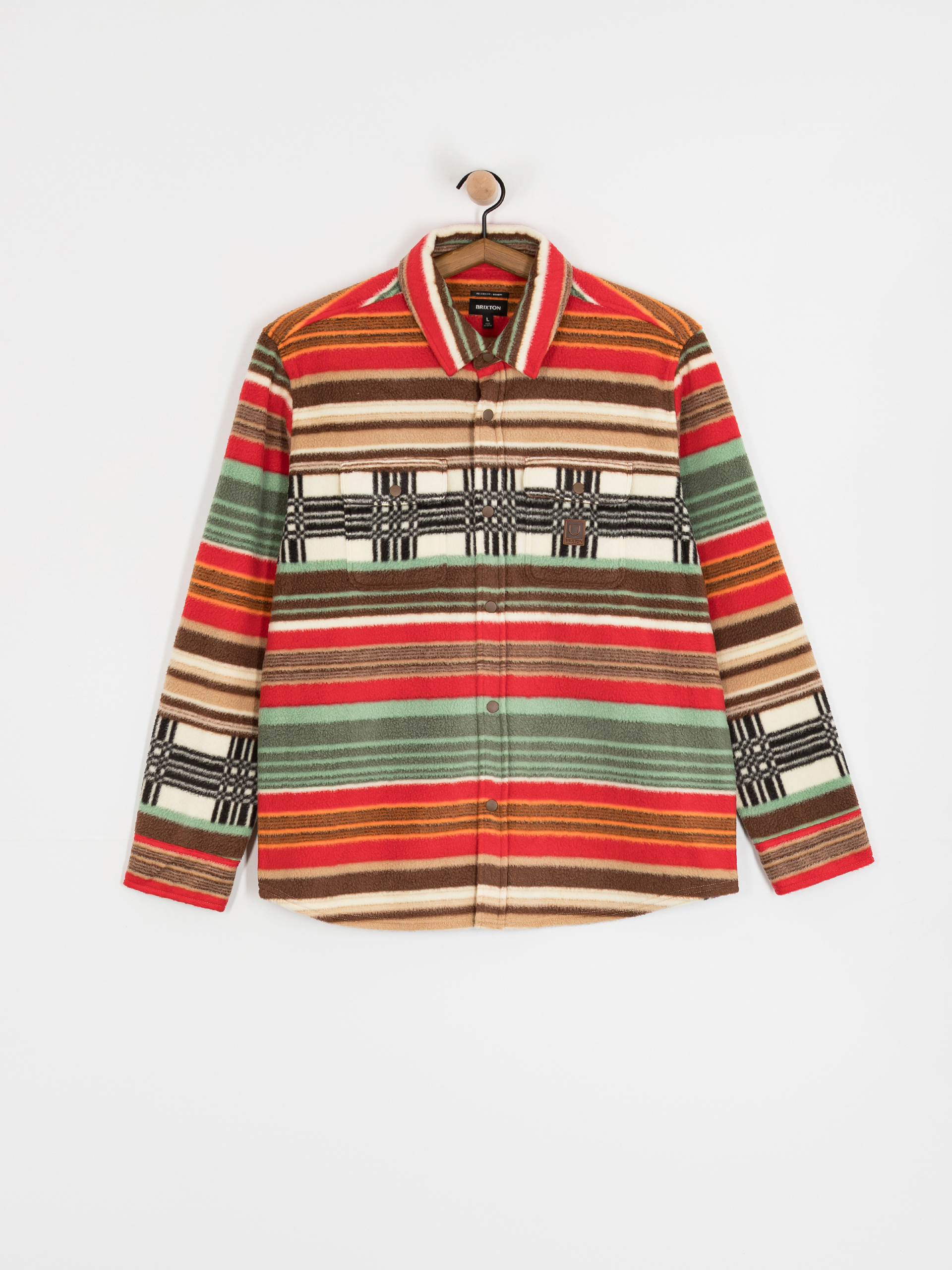 Brixton Shirt Bowery Arctic Stretch Flee (multi blanket stripe)