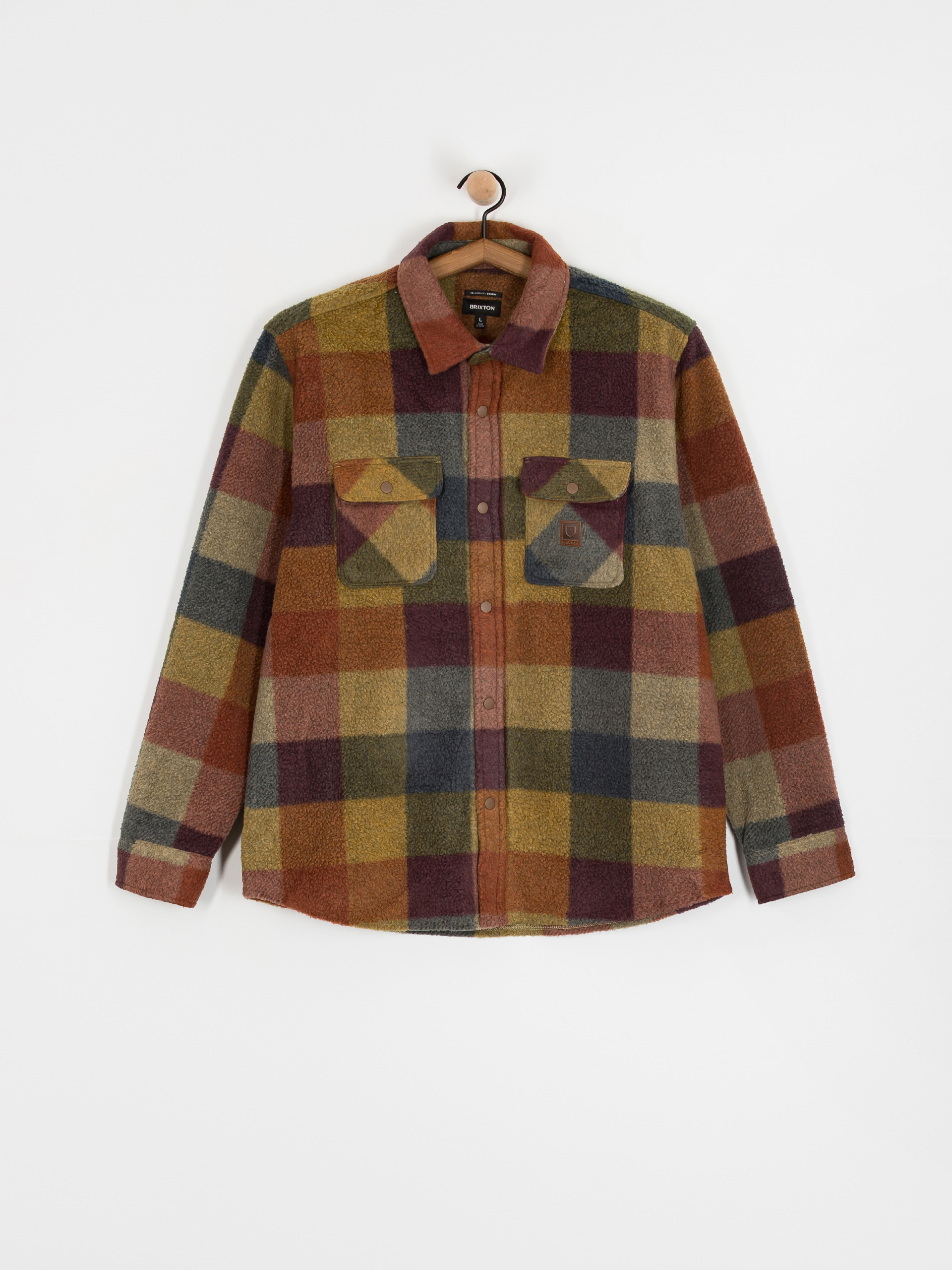 Brixton Shirt Bowery Arctic Stretch Flee (rust/cooper plaid)
