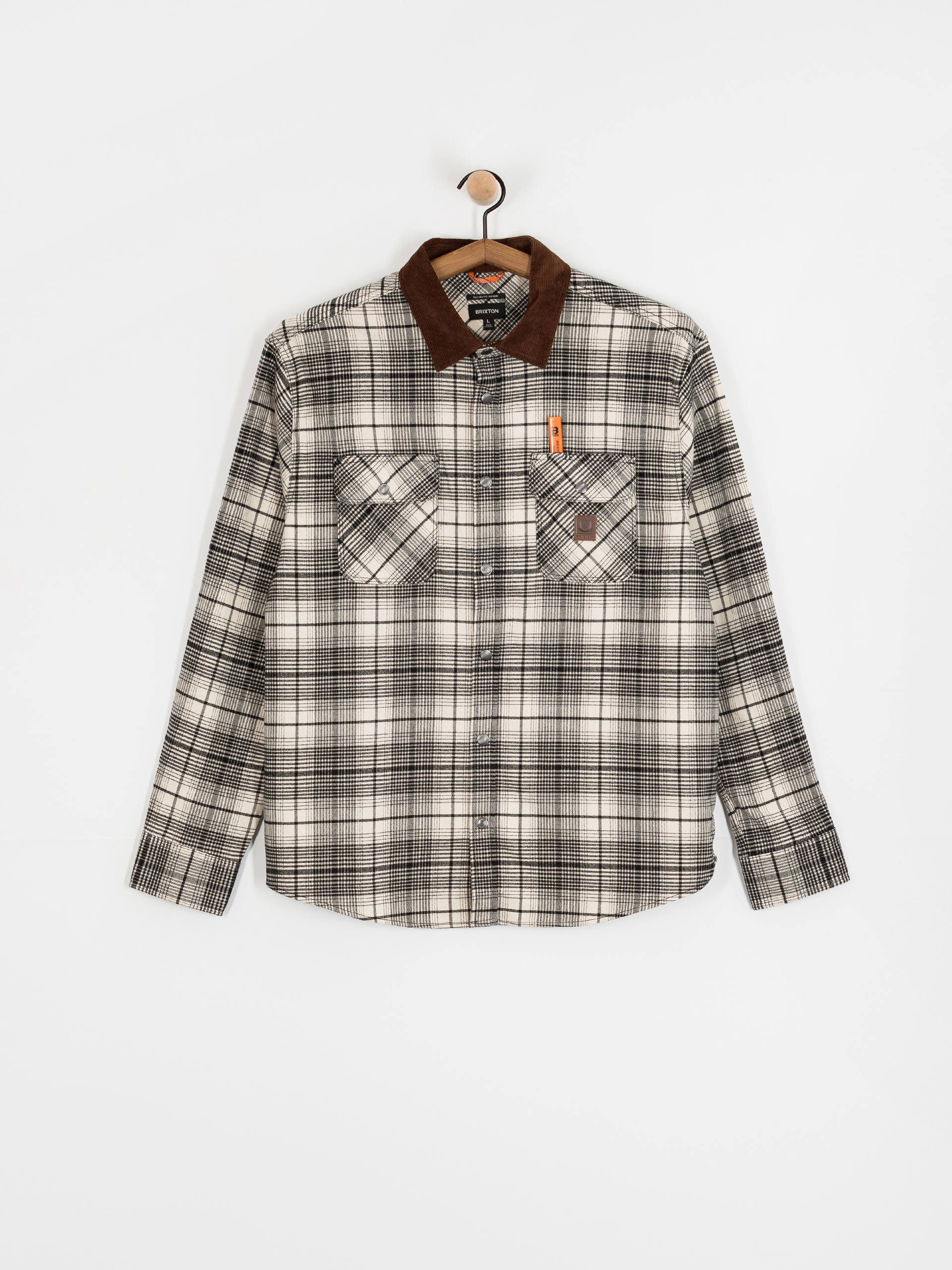 Brixton Shirt Builders Bowery Perf Flannel (off white/black)