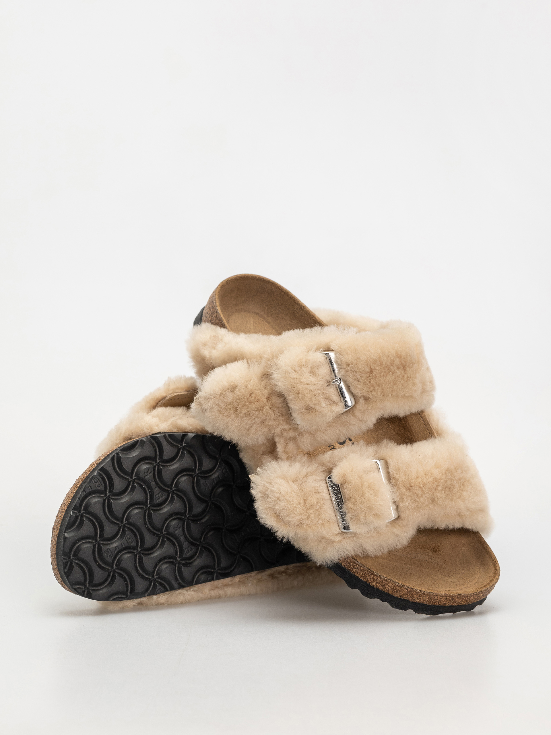 Birkenstock Arizona Shearling Cover Upper Narrow Flip-flops Wmn (sandcastle)