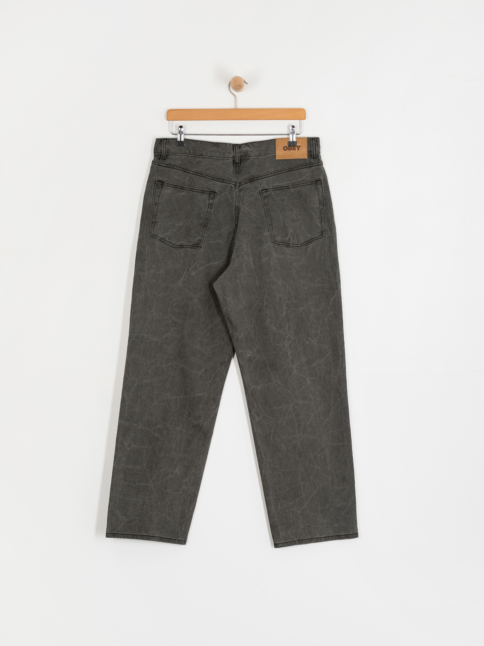 OBEY Classic Wrinkle Baggy Denim Pants (black wrinkle wash)
