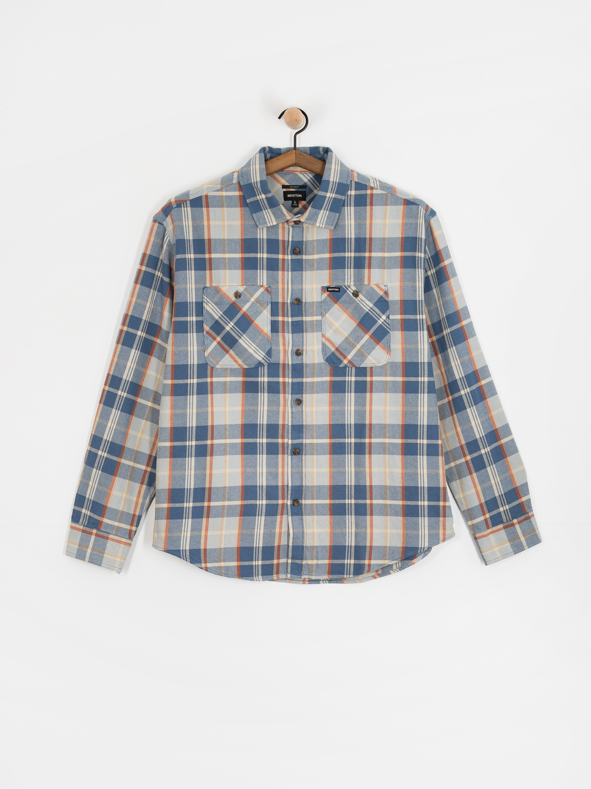 Brixton Vintage Wash Flannel Hemd (blue/soft blue/orange)