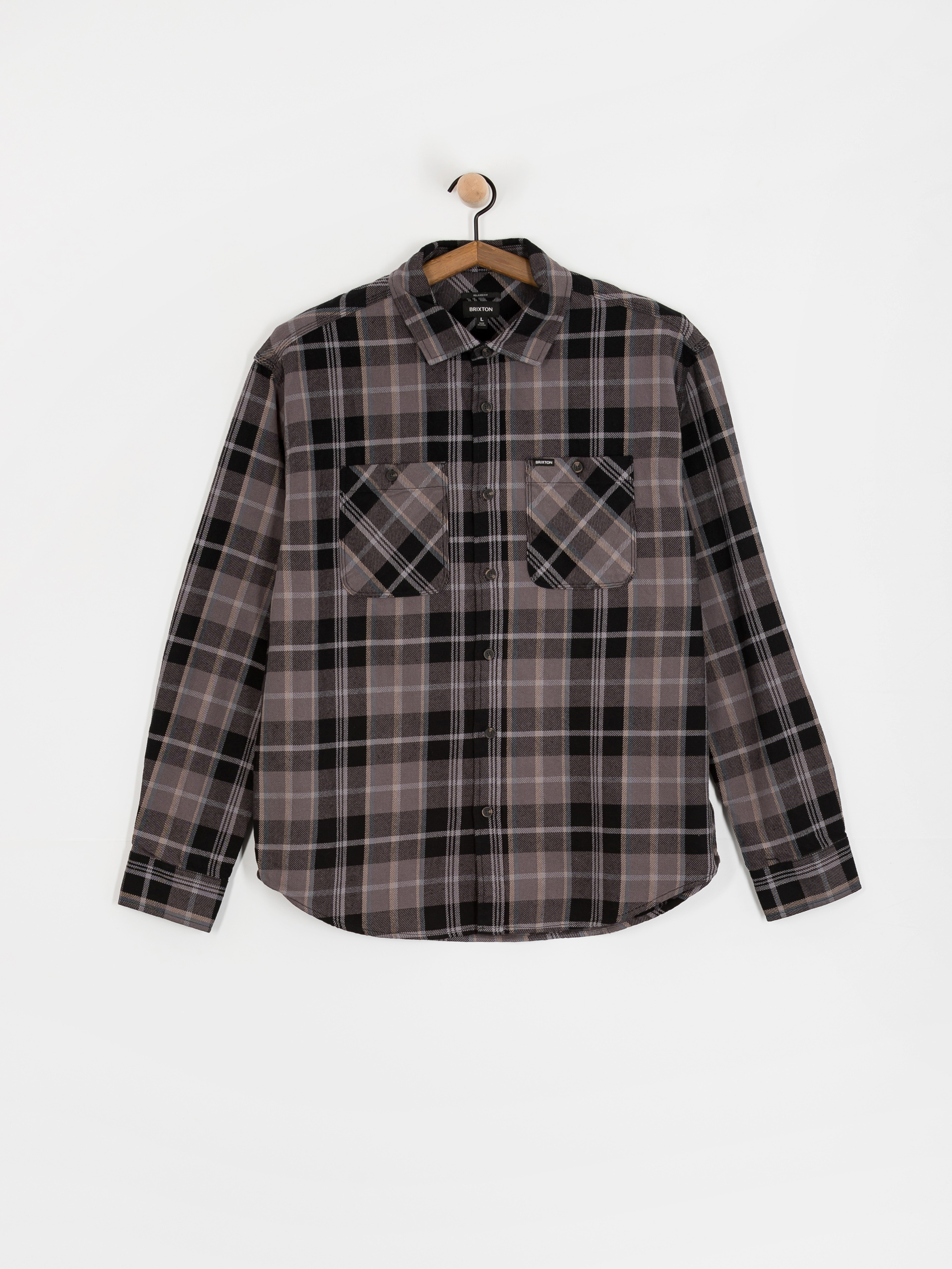 Brixton Vintage Wash Flannel Hemd (black/charcoal beige/slate)