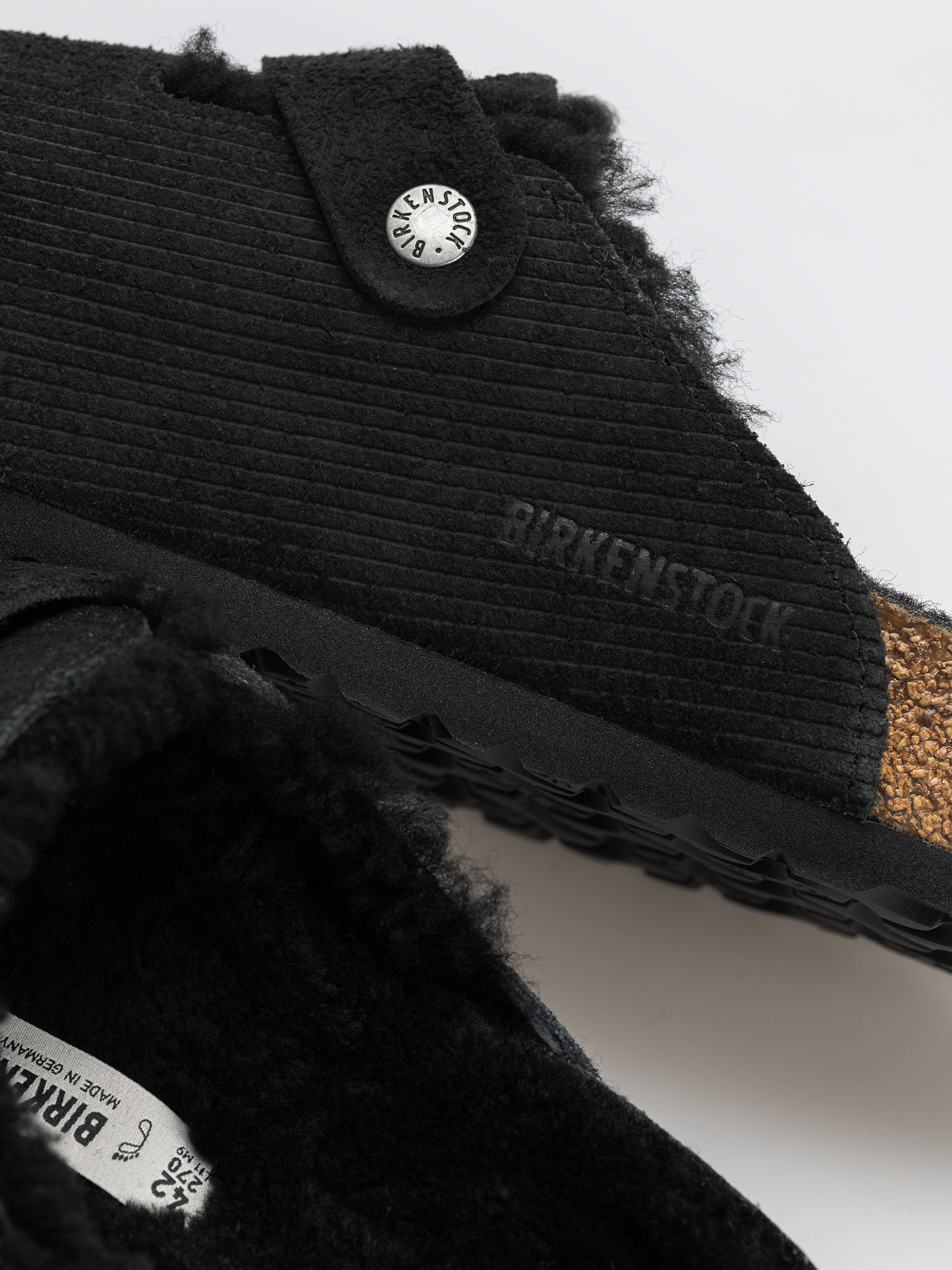 Birkenstock Flip-flops Boston VL Fell Suede Leather Fur Regular Wmn (corduroy black)