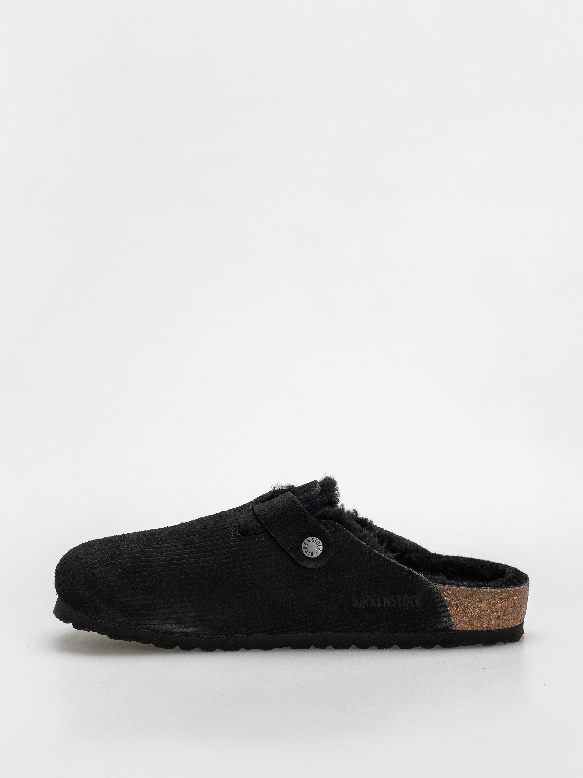 Birkenstock Flip-flops Boston VL Fell Suede Leather Fur Regular Wmn (corduroy black)