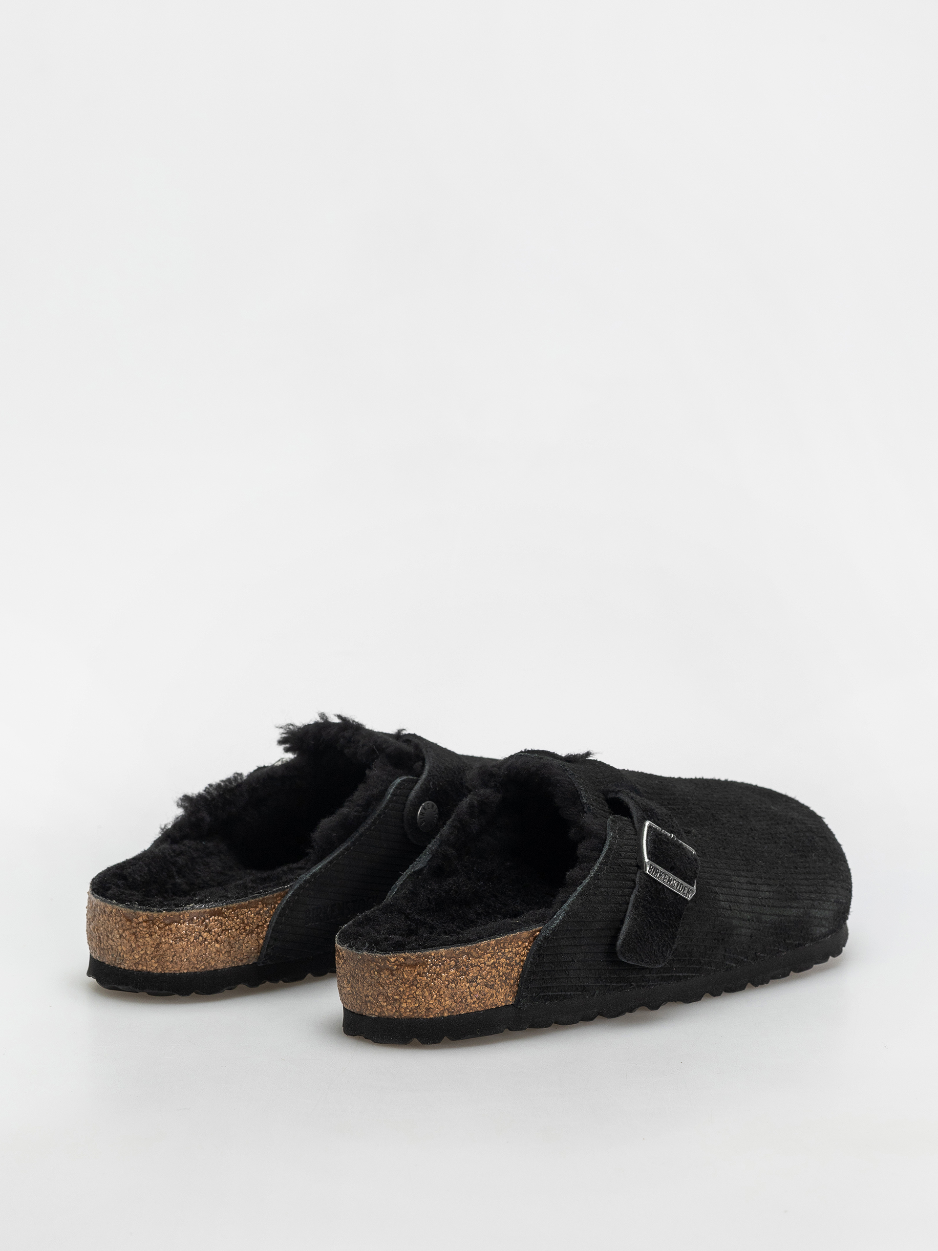 Birkenstock Flip Flops Boston VL Fell Suede Leather Fur Regular Wmn (corduroy black)