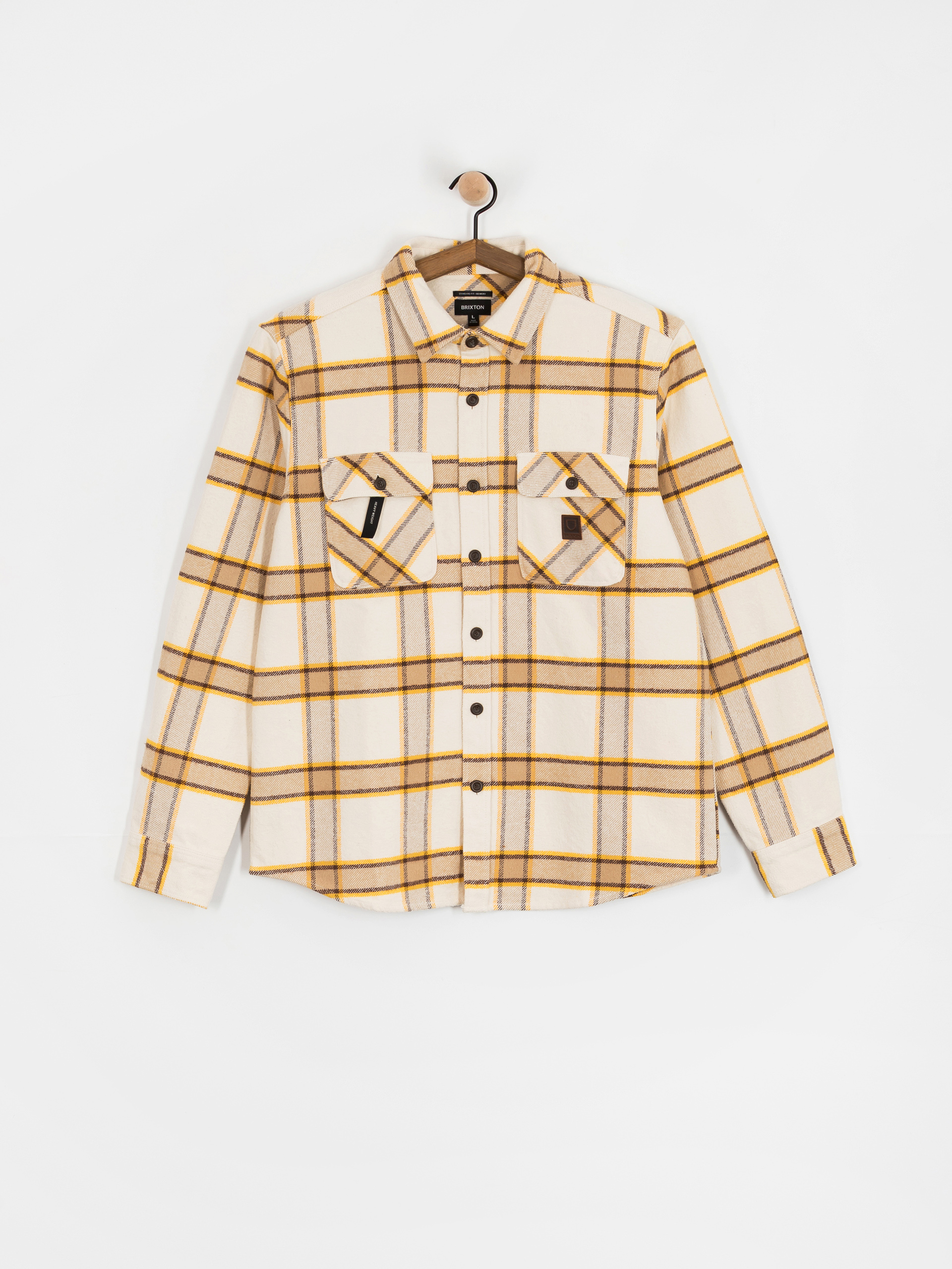 Brixton Bowery Heavy Weight Flanne Shirt (whitecap/pineconebrown/saffron)