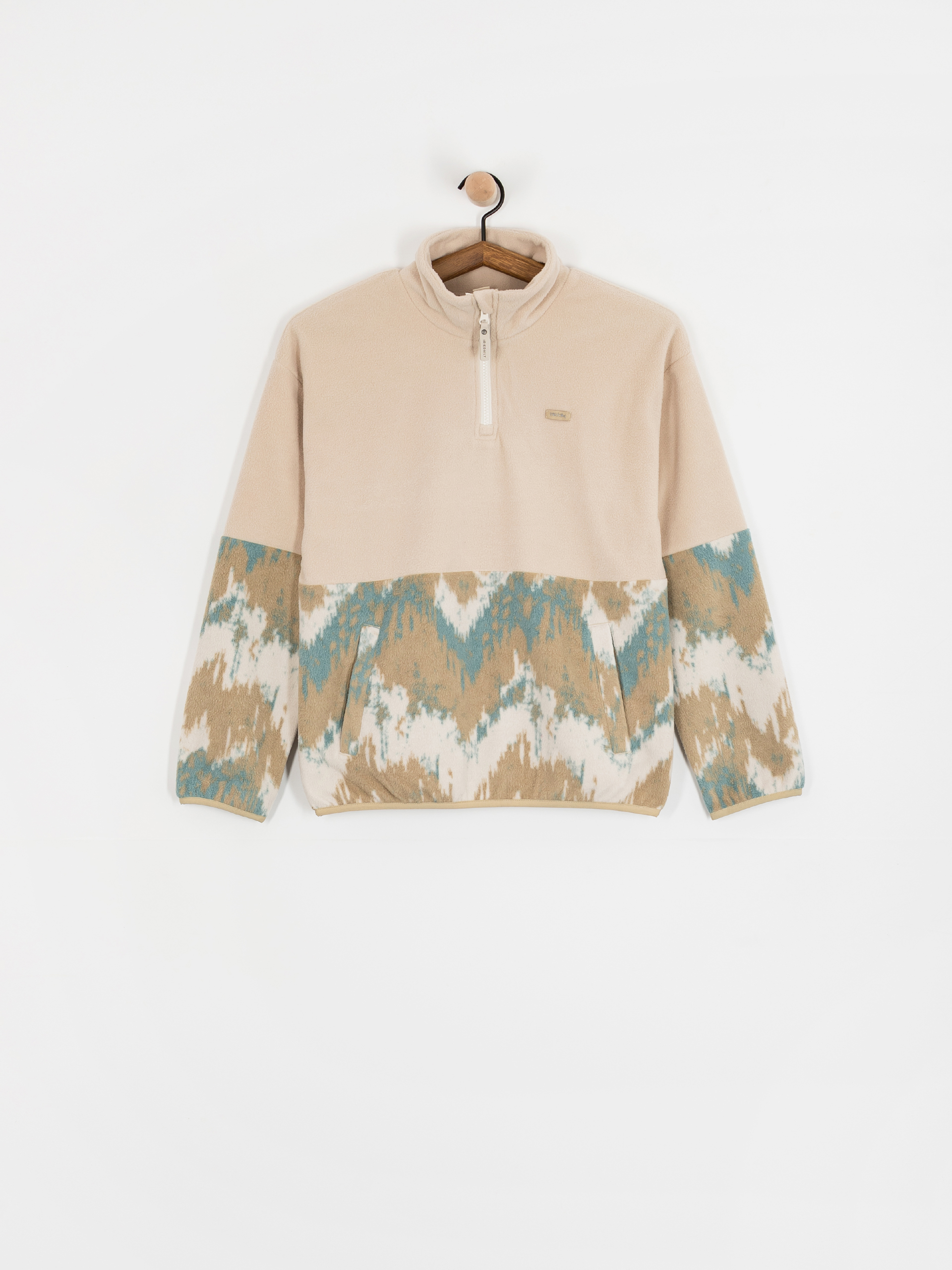 Womens Iriedaily Half Indi Troyer Fleece  (khaki grey)