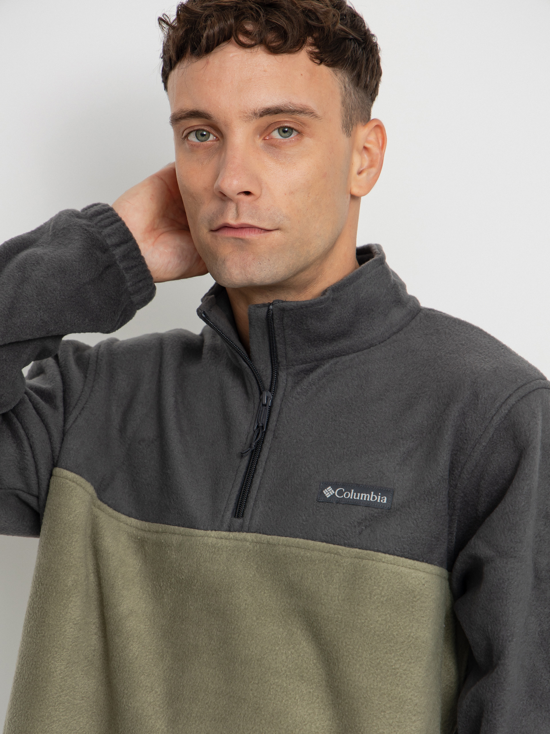 Mens Columbia Steens Mountain Half Zip Fleece  (shark/stone green)