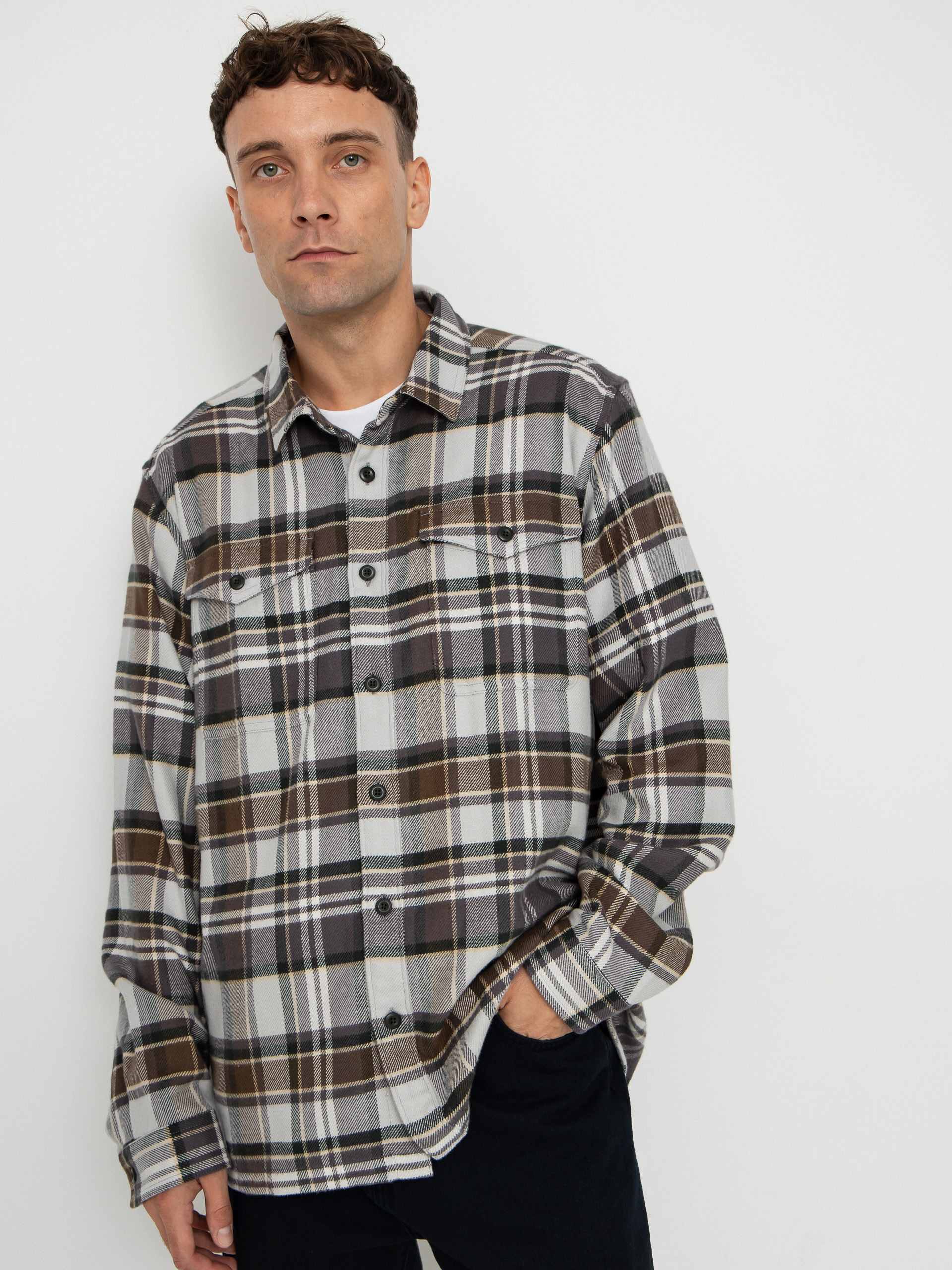 Patagonia Shirt Fjord Flannel - black (blizzard salt grey)