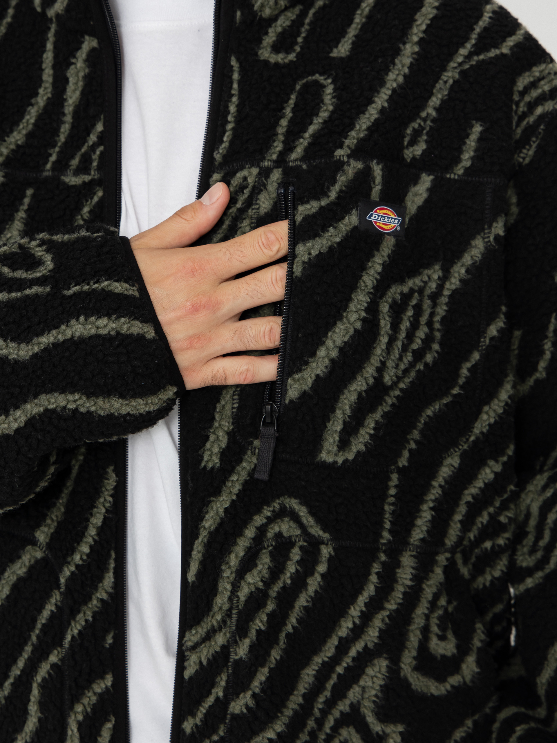 Herren Dickies Mount Hope Printed Fleece Jacke (black)