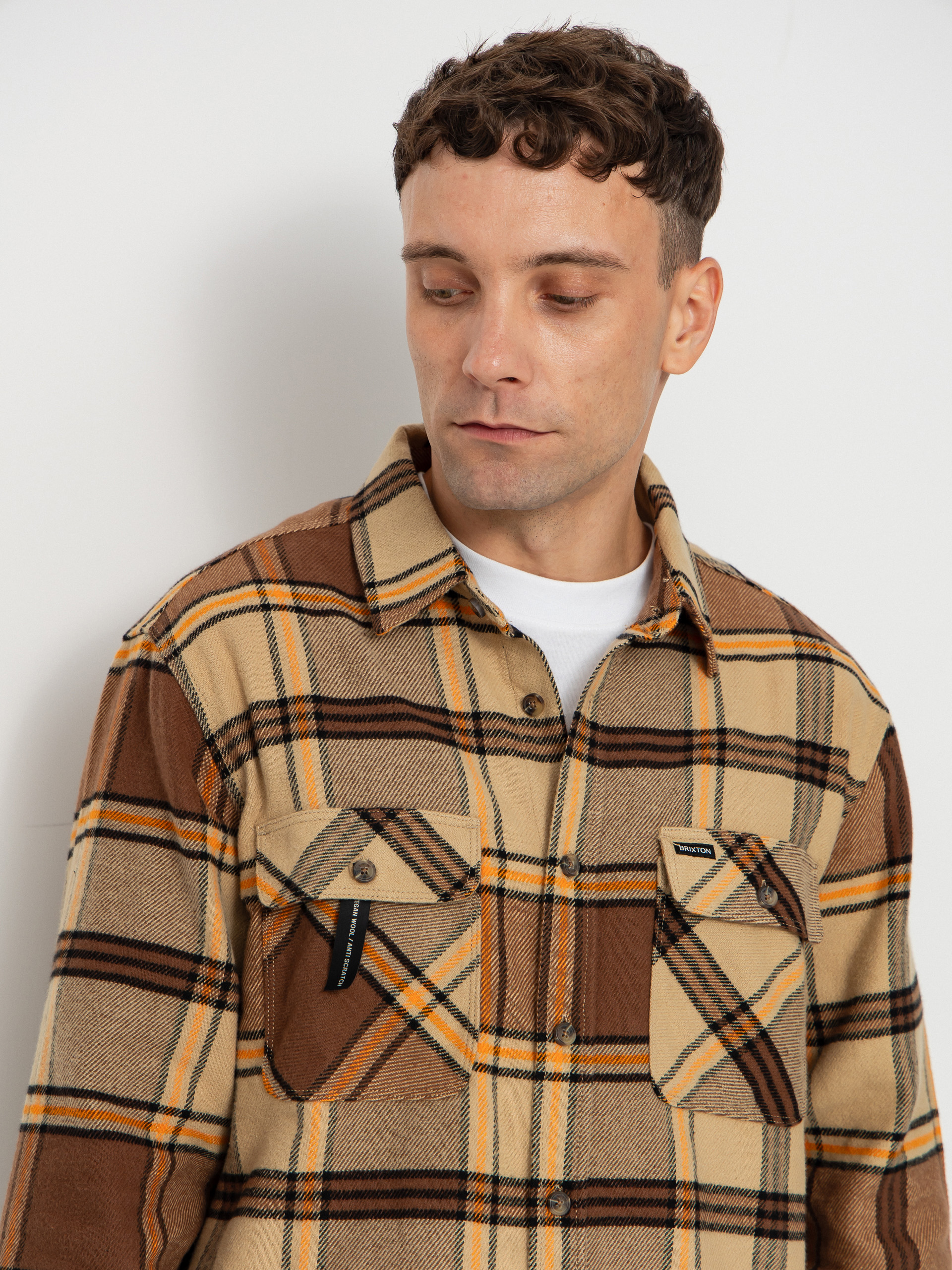 Brixton Hemd Bowery Flannel (sand/pinecone/solar orange)
