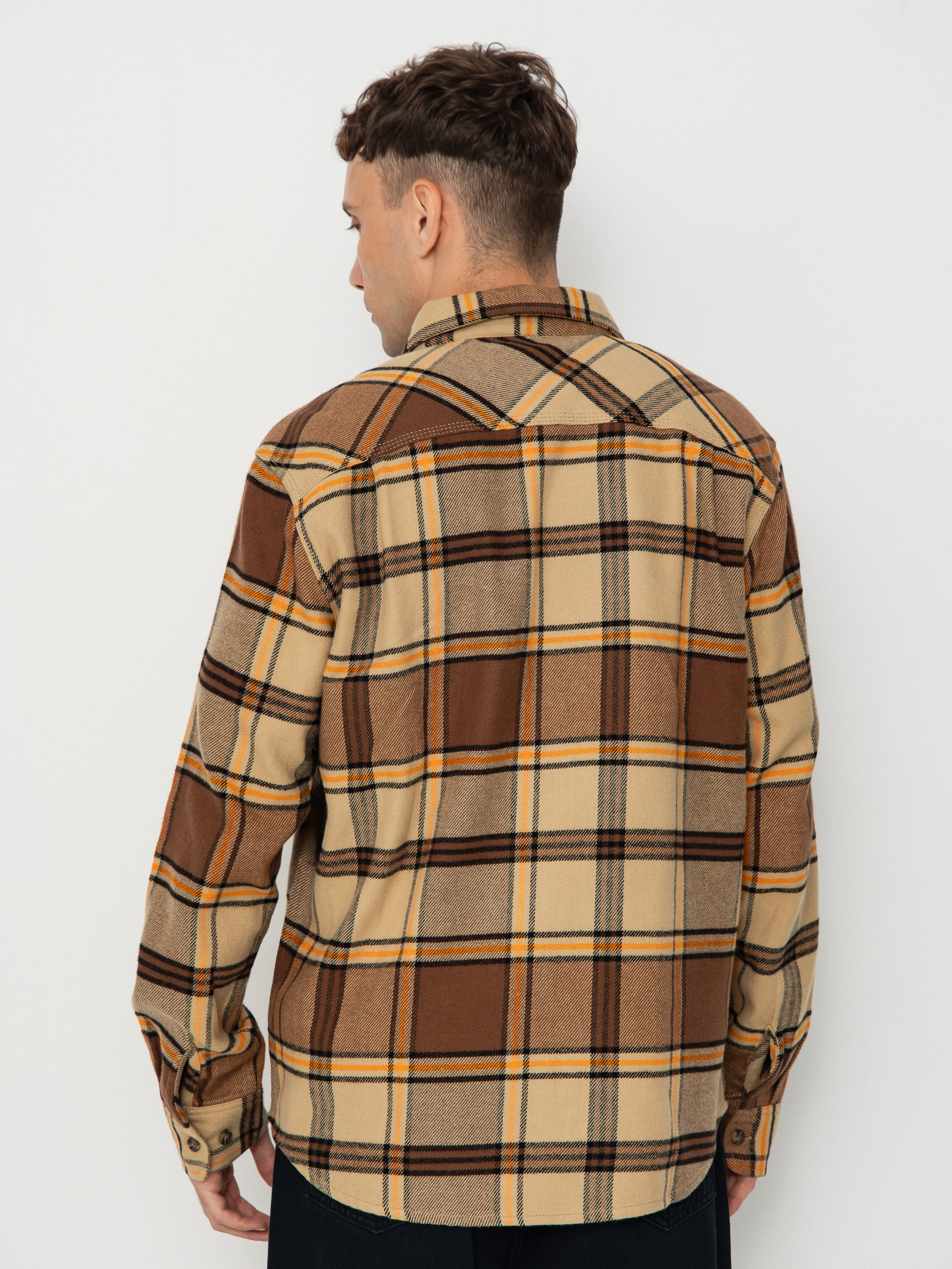 Brixton Shirt Bowery Flannel (sand/pinecone/solar orange)