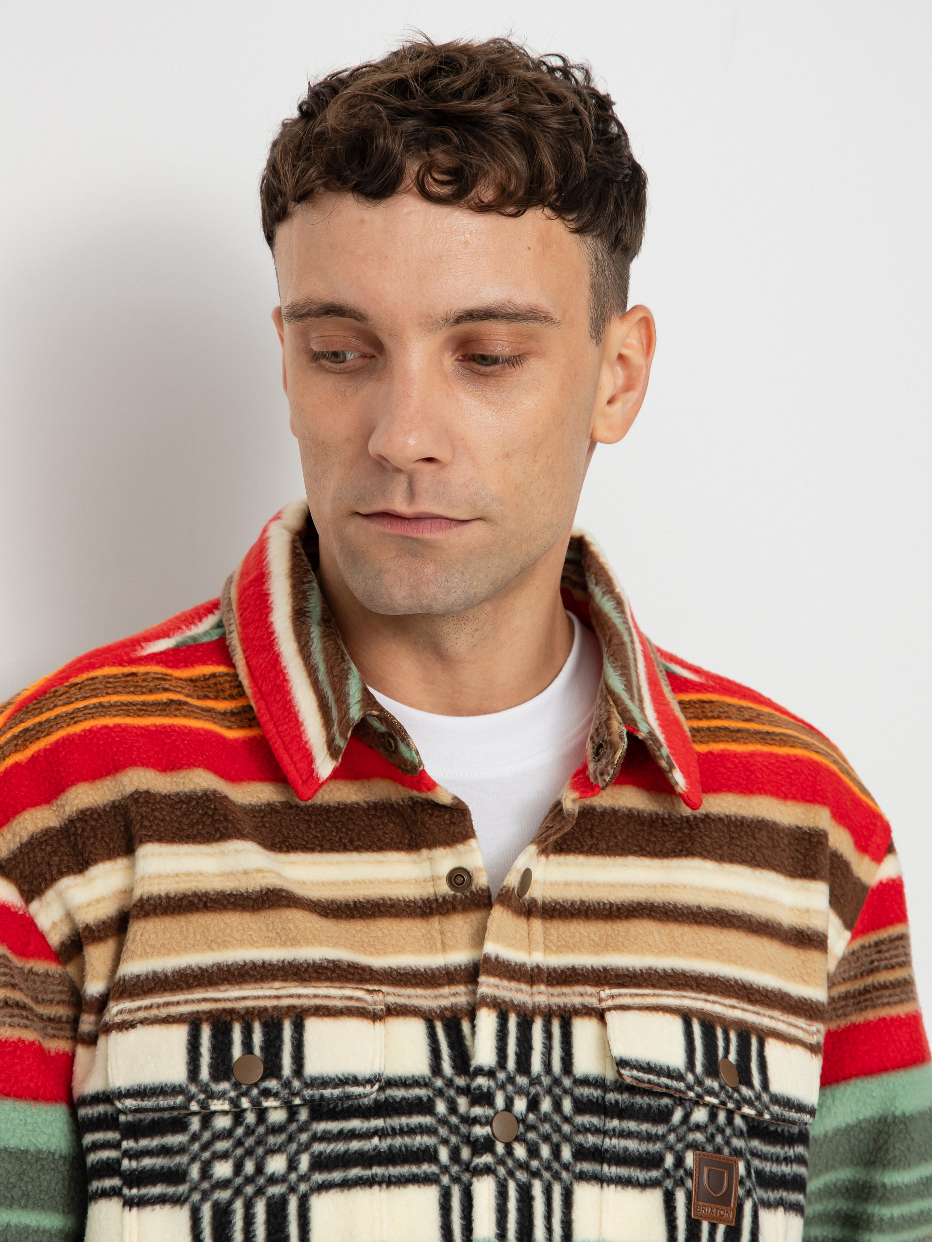 Brixton Shirt Bowery Arctic Stretch Flee (multi blanket stripe)