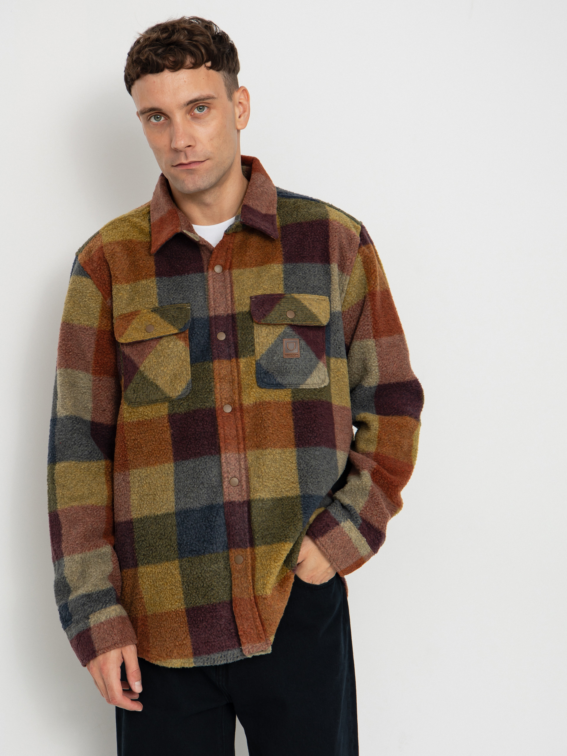 Brixton Shirt Bowery Arctic Stretch Flee (rust/cooper plaid)