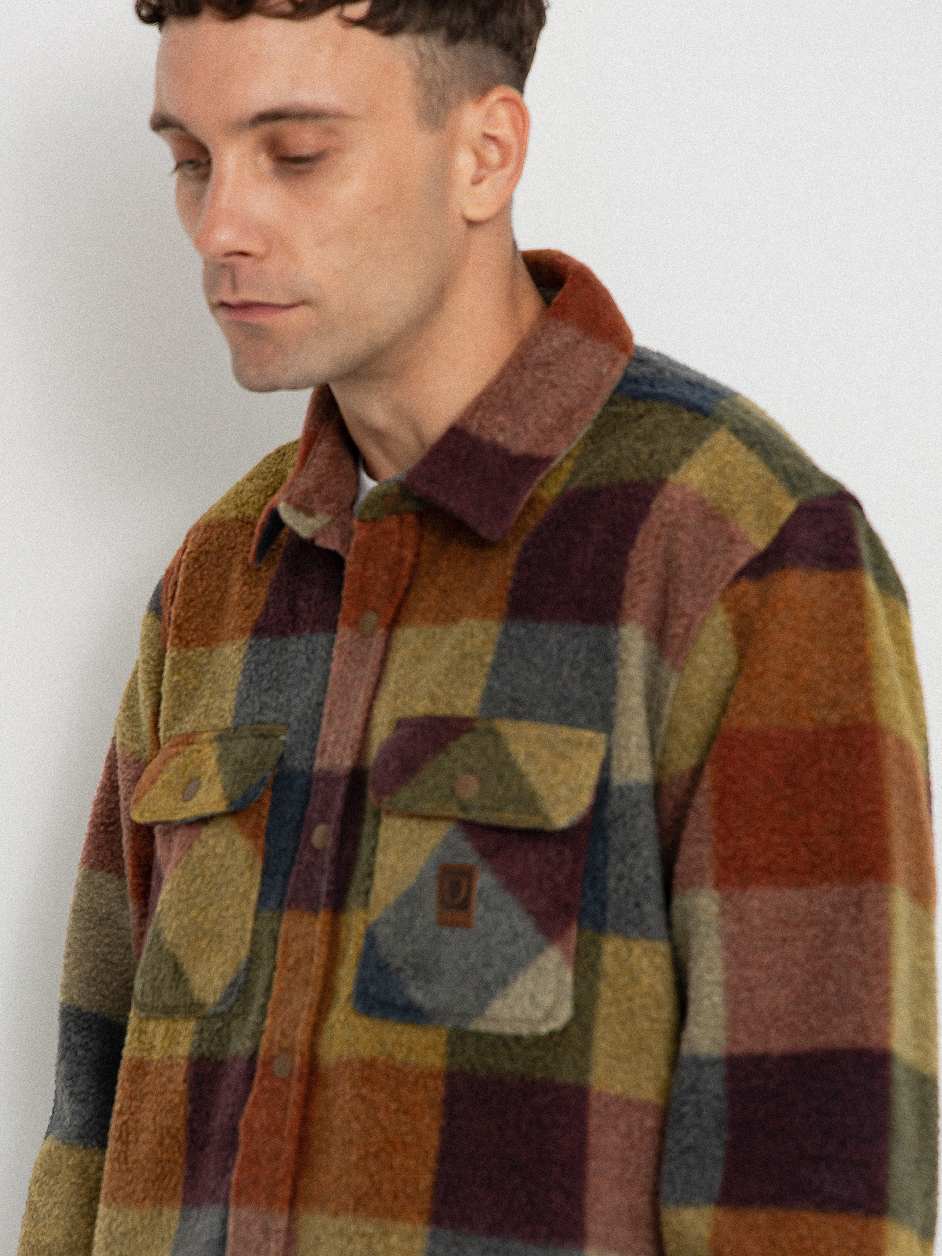 Brixton Shirt Bowery Arctic Stretch Flee (rust/cooper plaid)