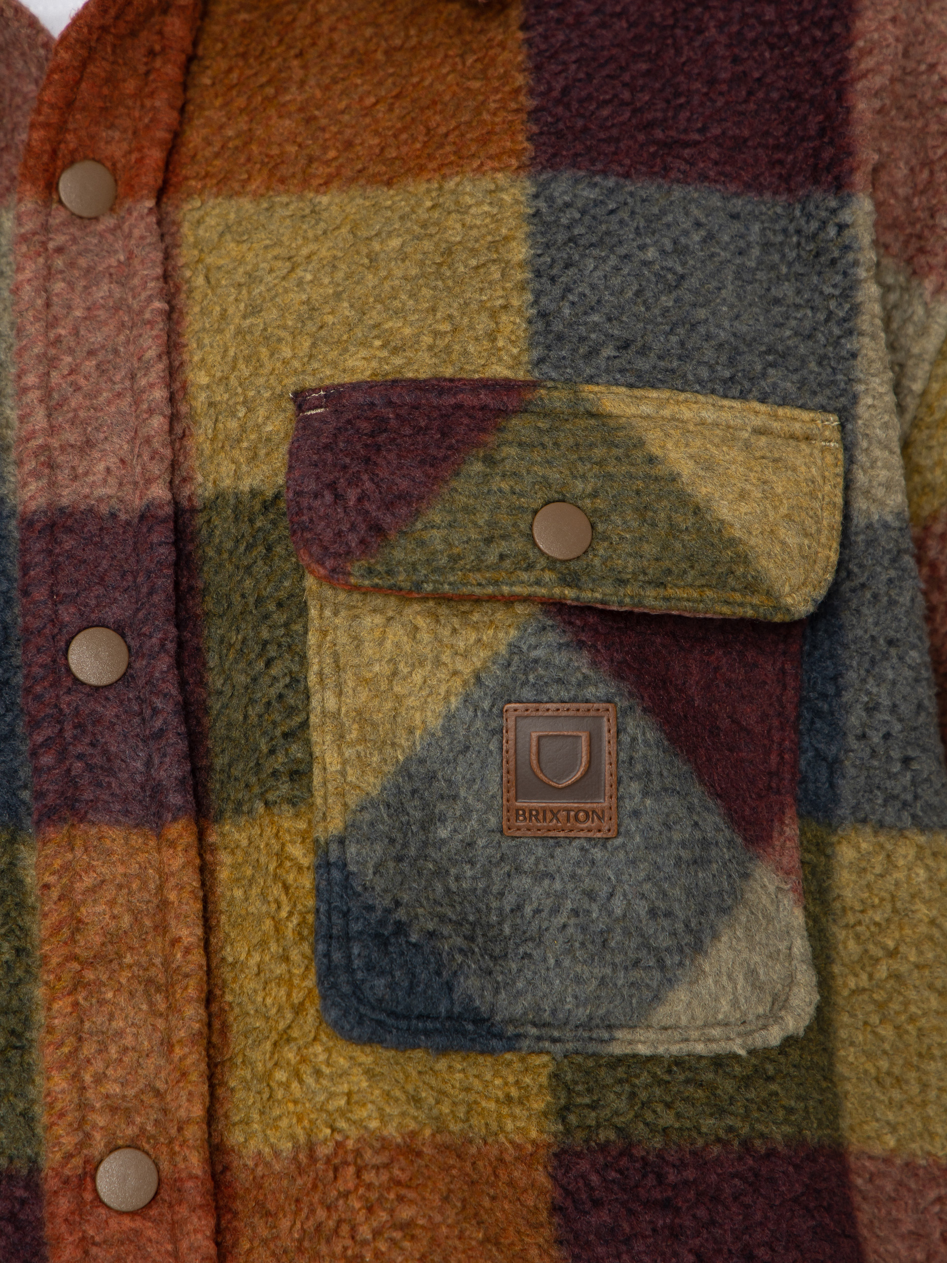 Brixton Shirt Bowery Arctic Stretch Flee (rust/cooper plaid)