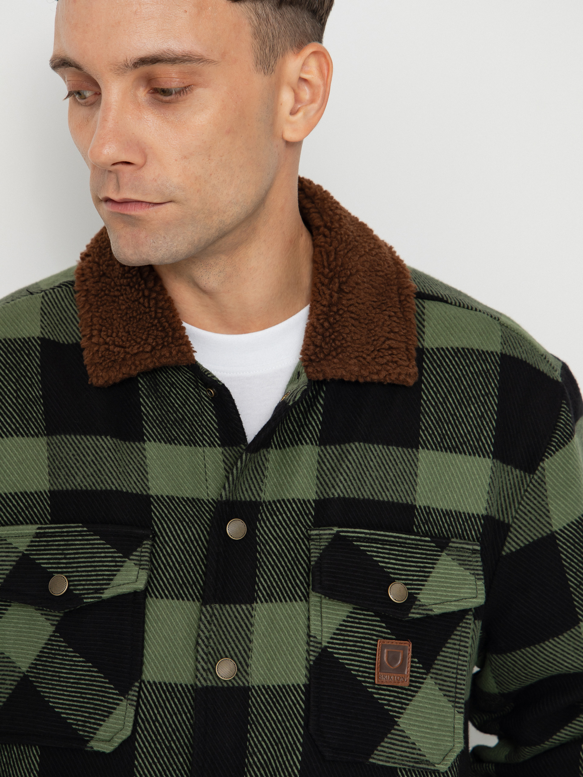 Brixton Jacket Durham Lined - green (black/wild green flannel)