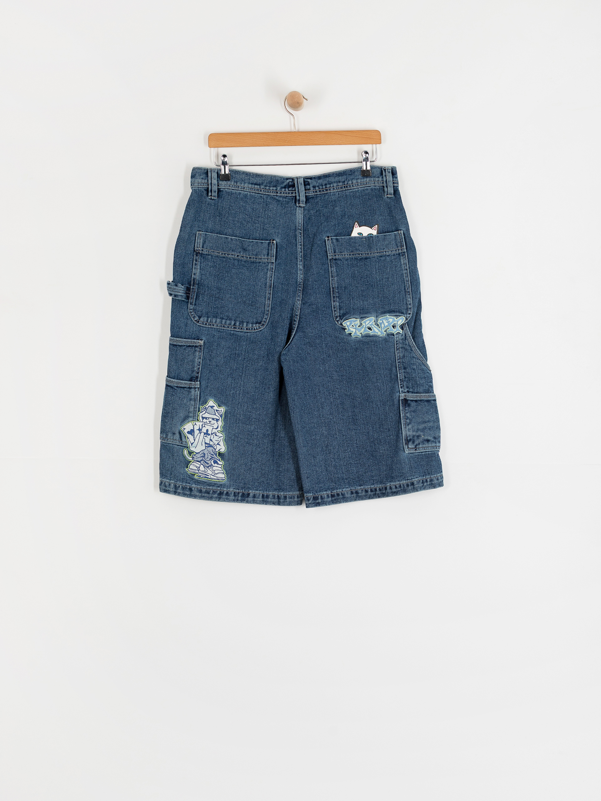 RipNDip Ace Ultra Wide Leg Shorts (medium wash)