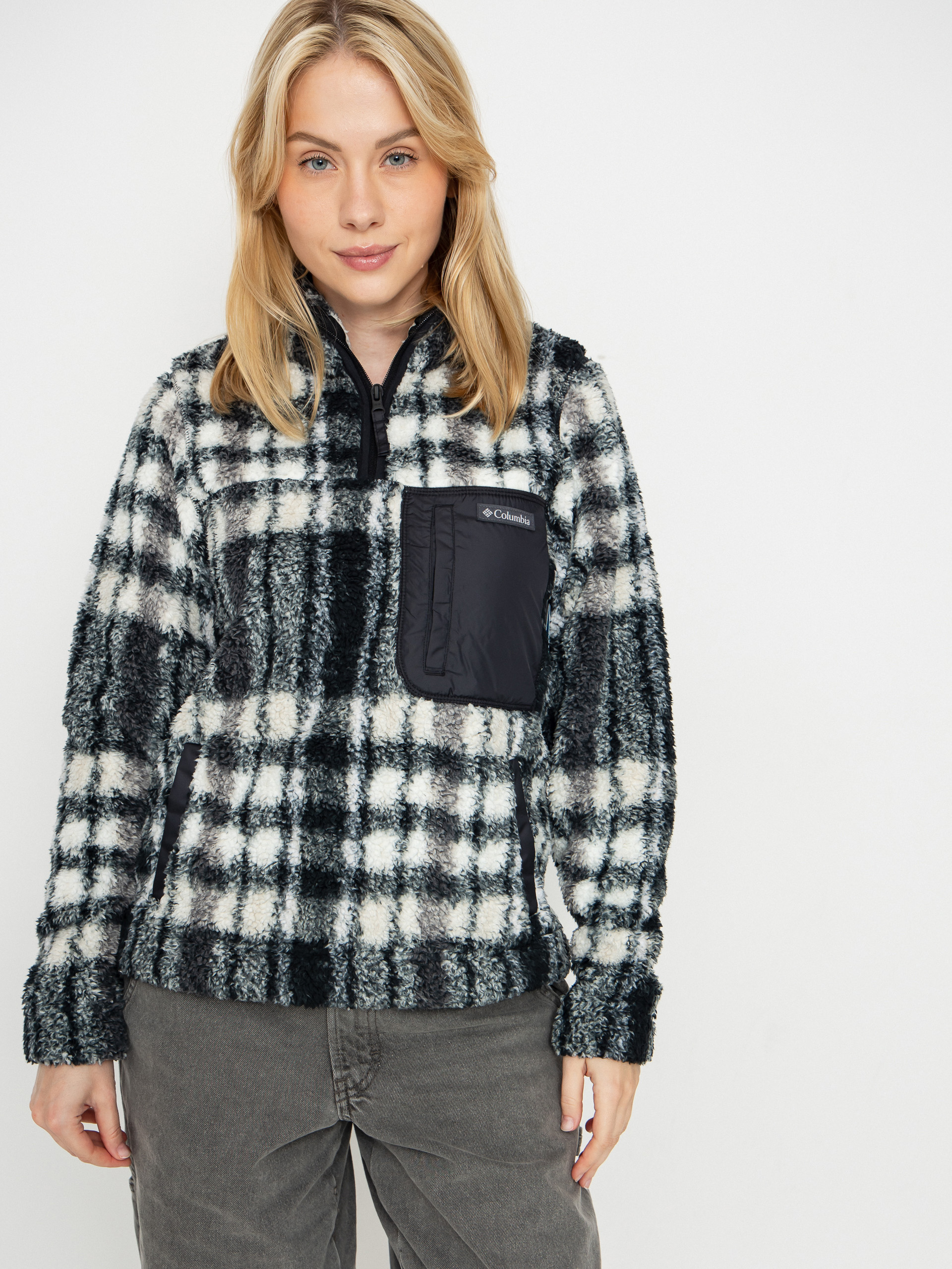 Columbia West Bend 1/4 Zip II Wmn Fleece  (black herringplaid)
