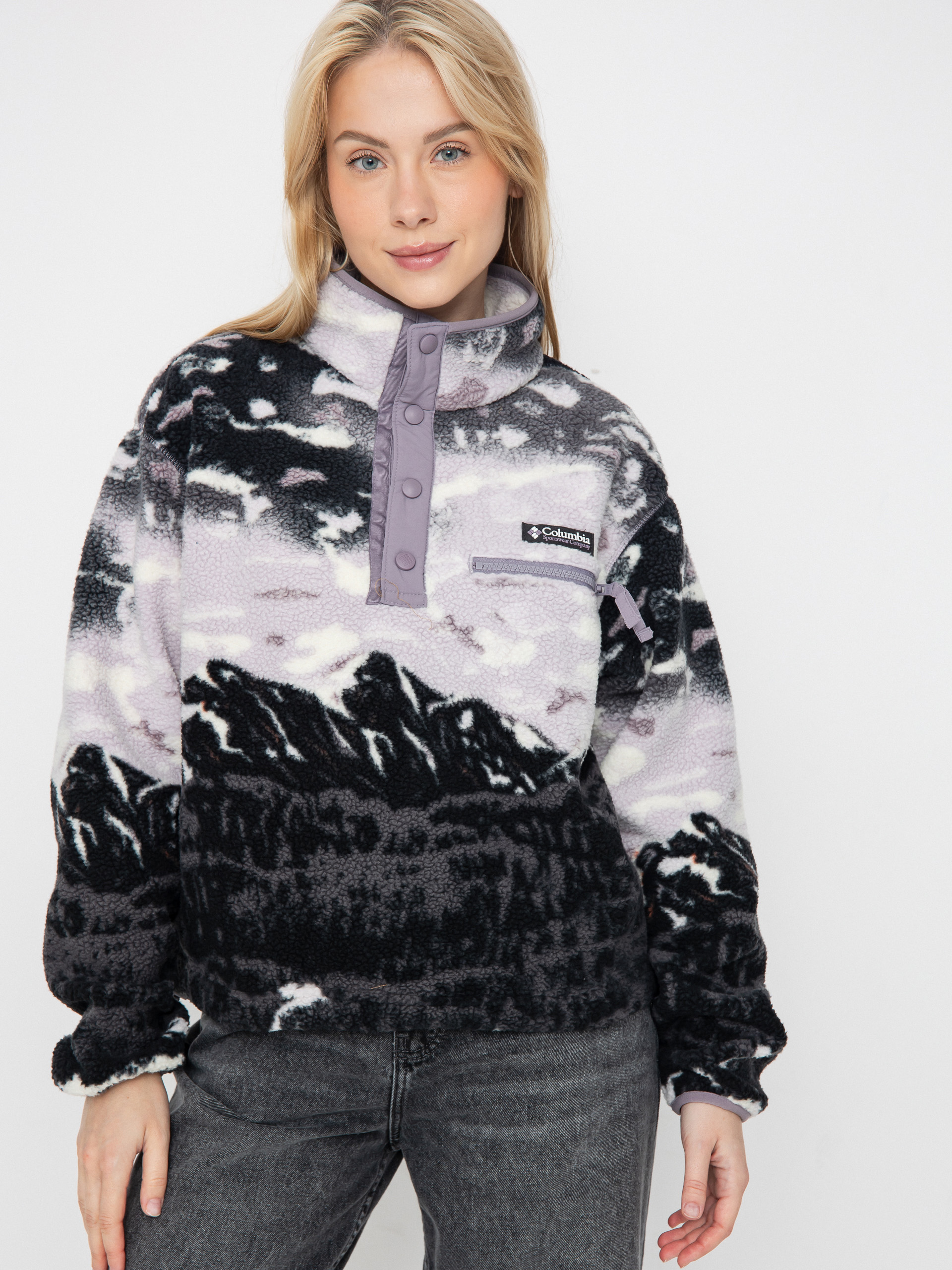 Columbia Helvetia II Printed Cropped Half Snap Wmn Fleece Jacke (shale purple sisters/shale purple)