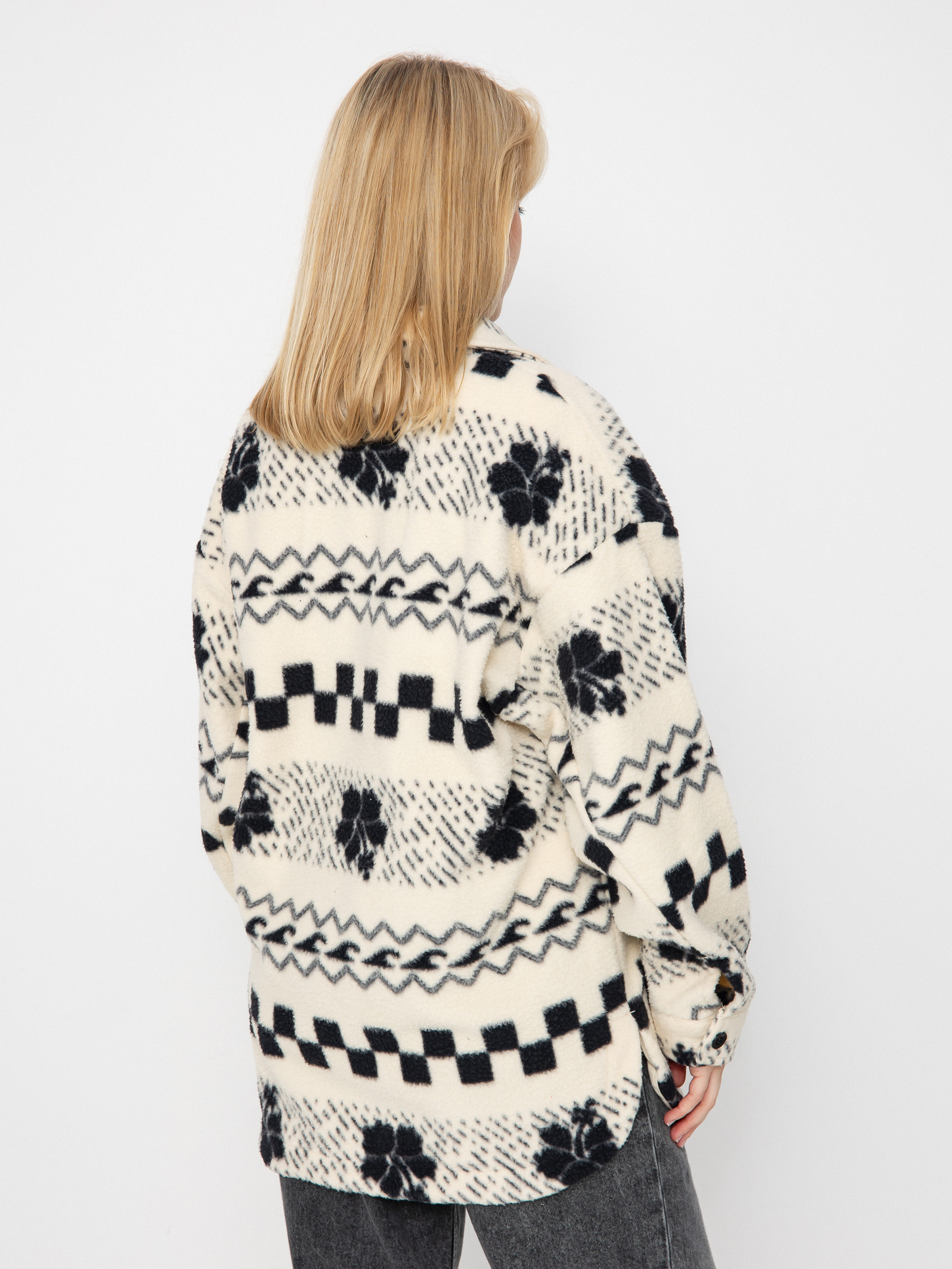 Womens Roxy Fleece  Morning Crush Shacket (parchment morning crush)