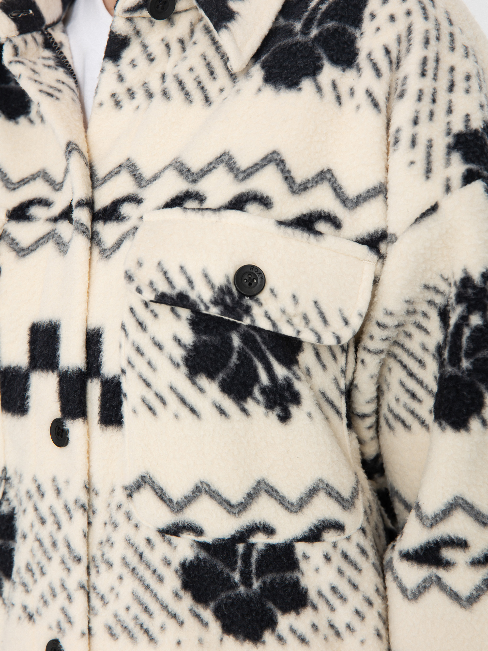 Damen Roxy Fleece Jacke Morning Crush Shacket (parchment morning crush)