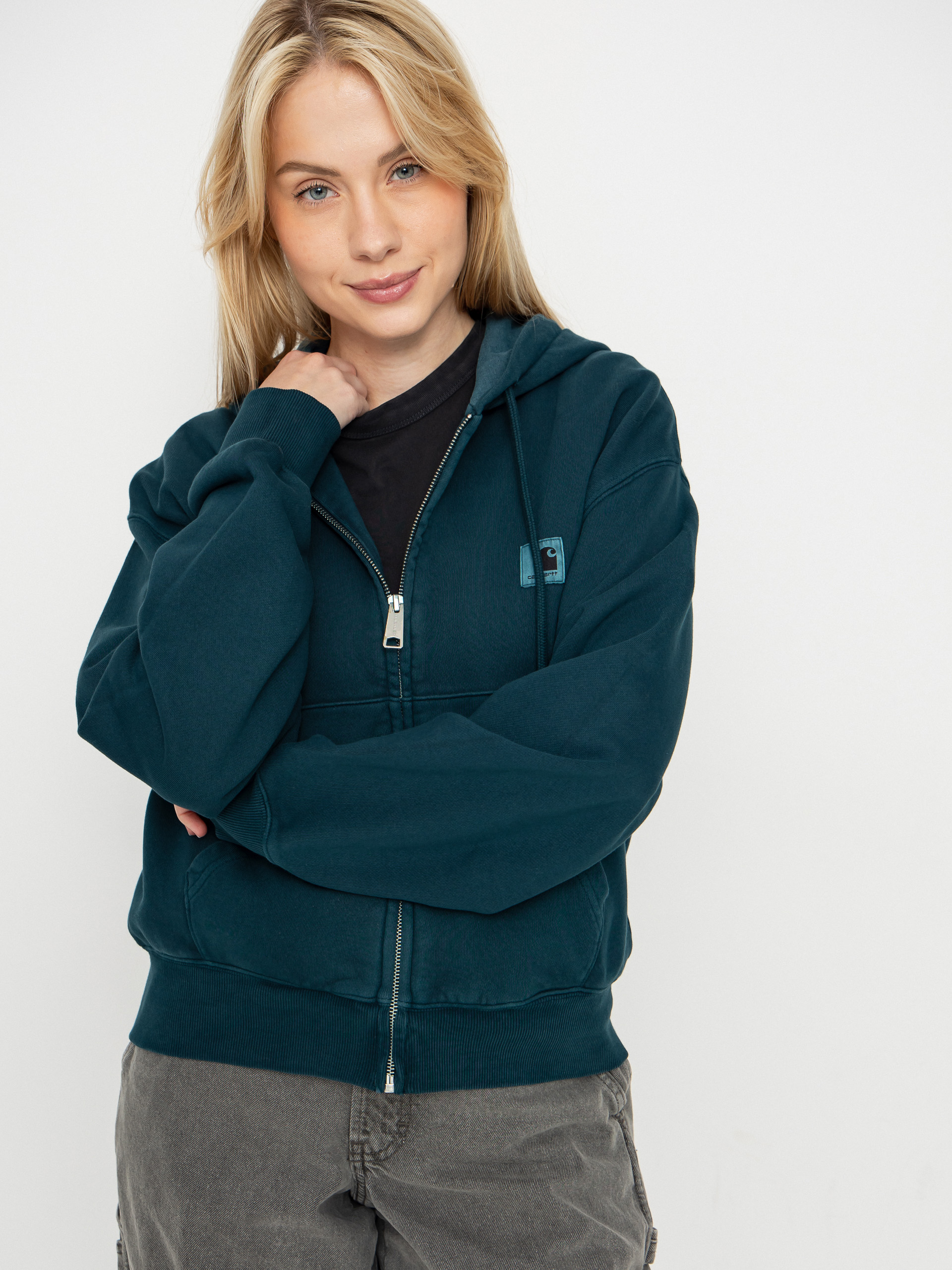 Carhartt WIP Hoodie Nelson ZHD Wmn (deep lagoon/garment dyed)