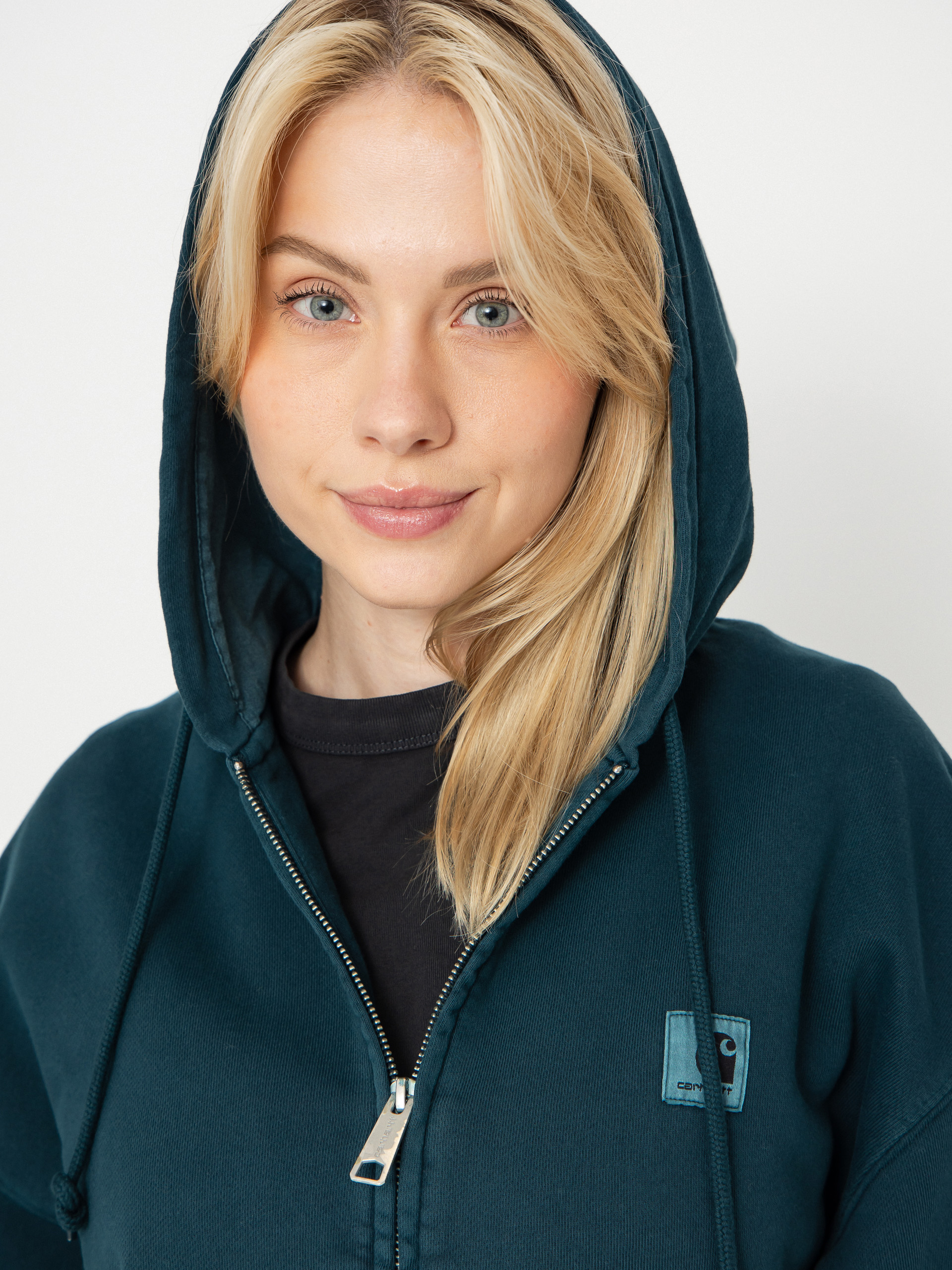 Carhartt WIP Hoodie Nelson ZHD Wmn - blue (deep lagoon/garment dyed)