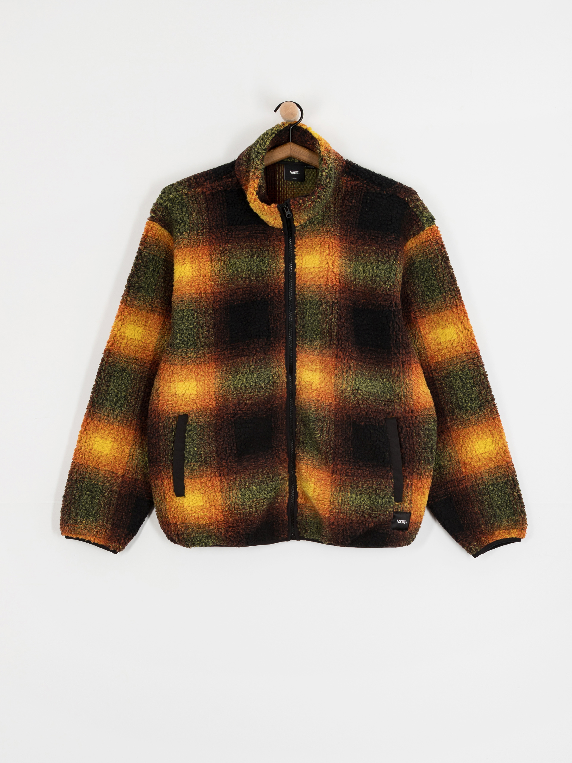 Herren Vans Heights Sherpa Full Zip Fleece Jacke (black/herritage mustard)