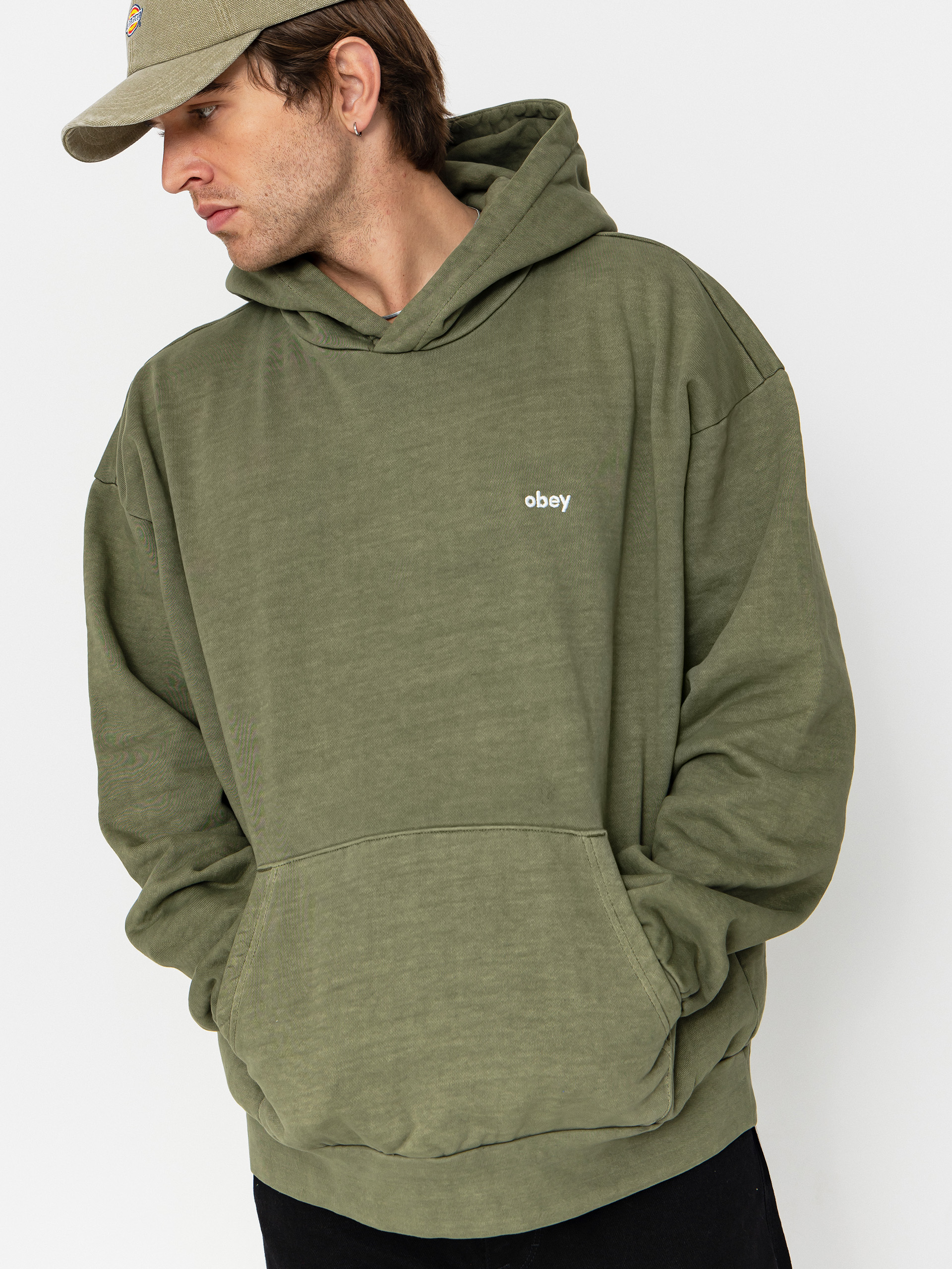 OBEY Hoodie Lowercase Pigment HD (pigment deep lichen green)