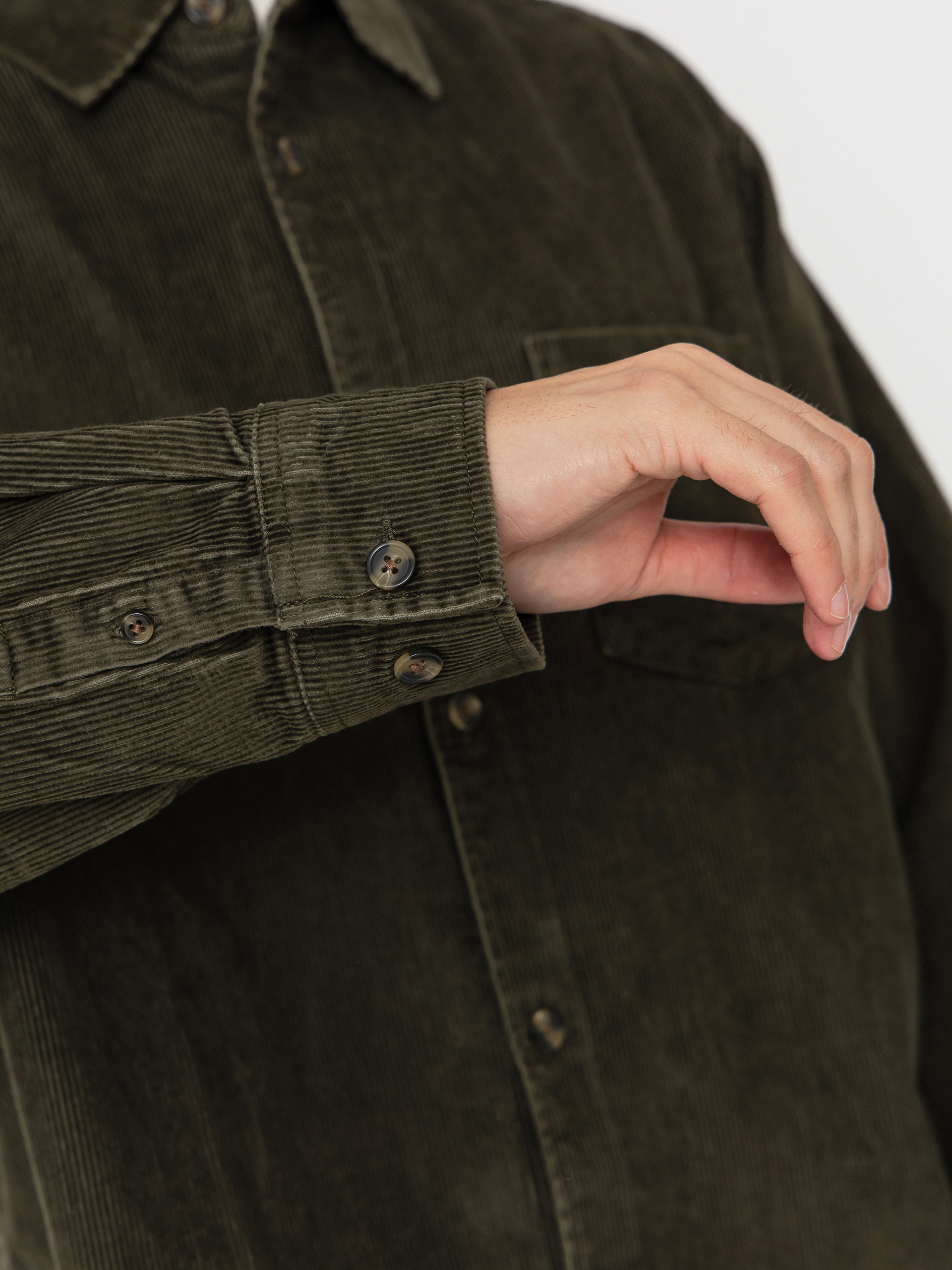 OBEY Buckley Corduroy Woven Hemd (black olive faded wash)