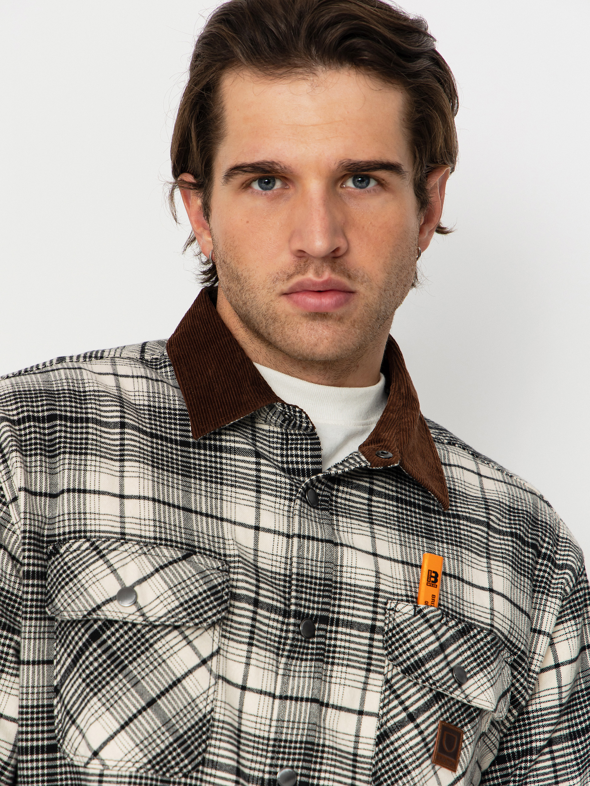 Brixton Hemd Builders Bowery Perf Flannel (off white/black)