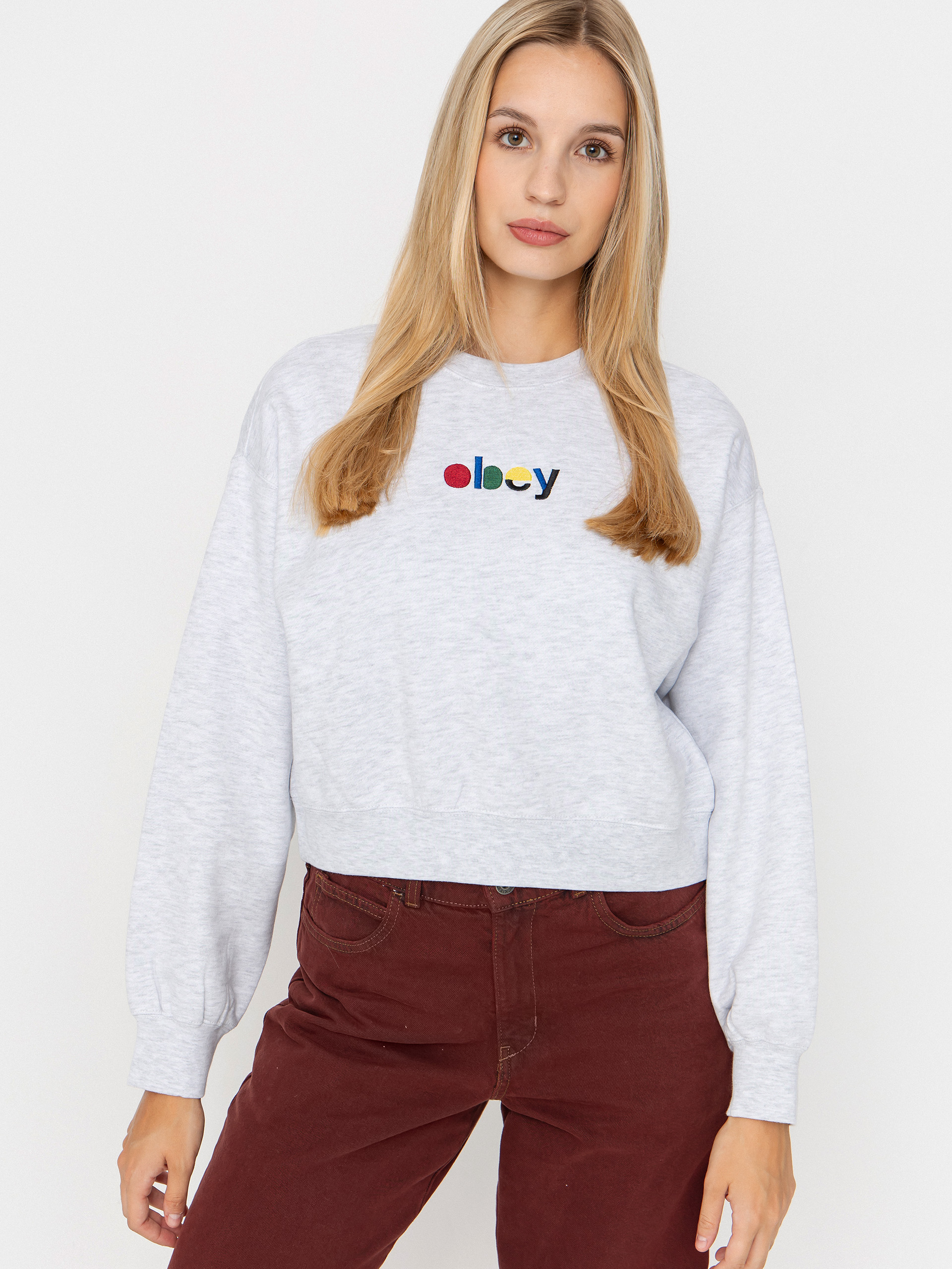 OBEY Sweatshirt Blocks Cropped Crew Wmn (ash grey)