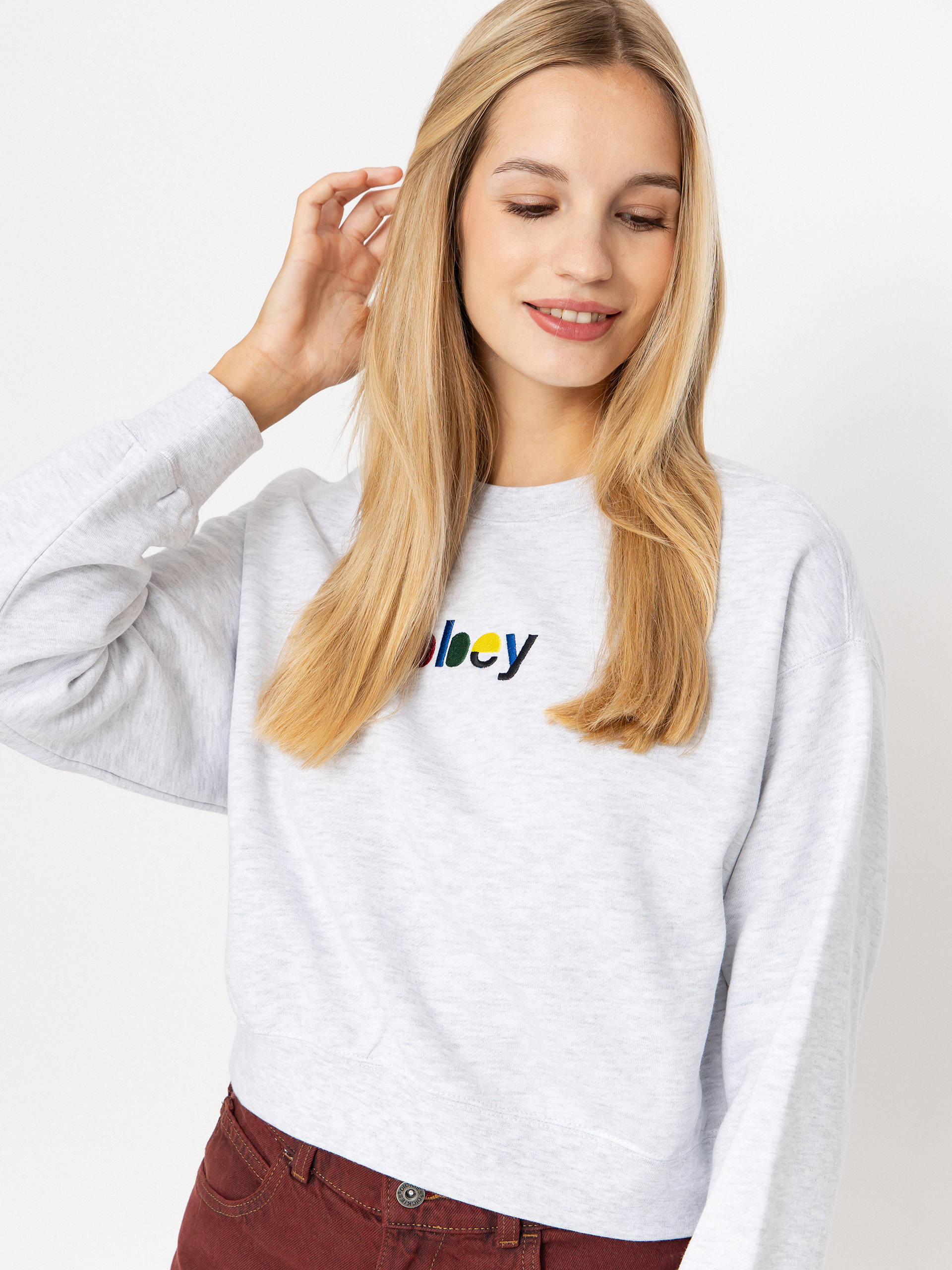 OBEY Sweatshirt Blocks Cropped Crew Wmn - grey (ash grey)