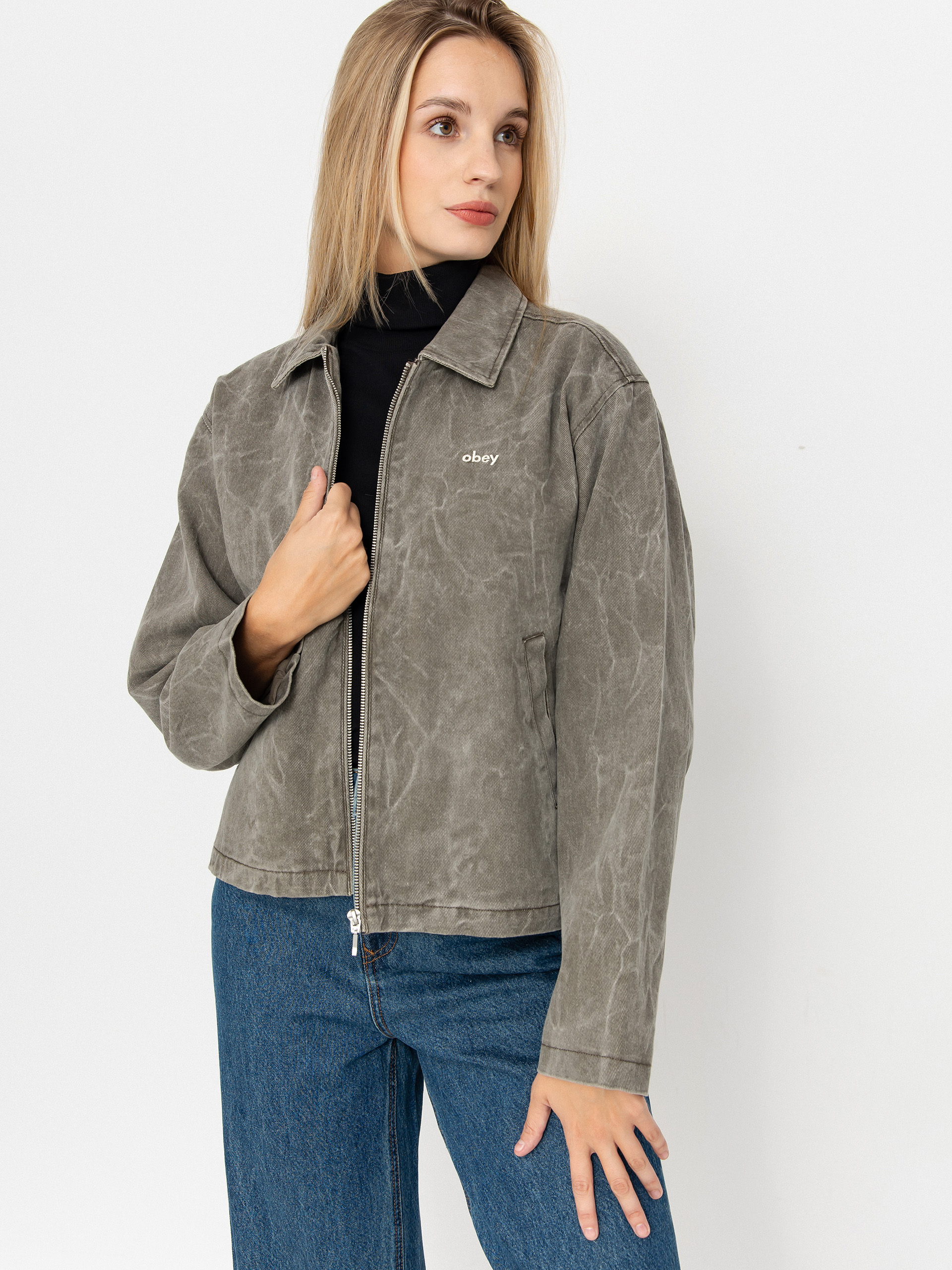 OBEY Jacket Donovan Zip Wmn - brown (major brown wrinkle wash)