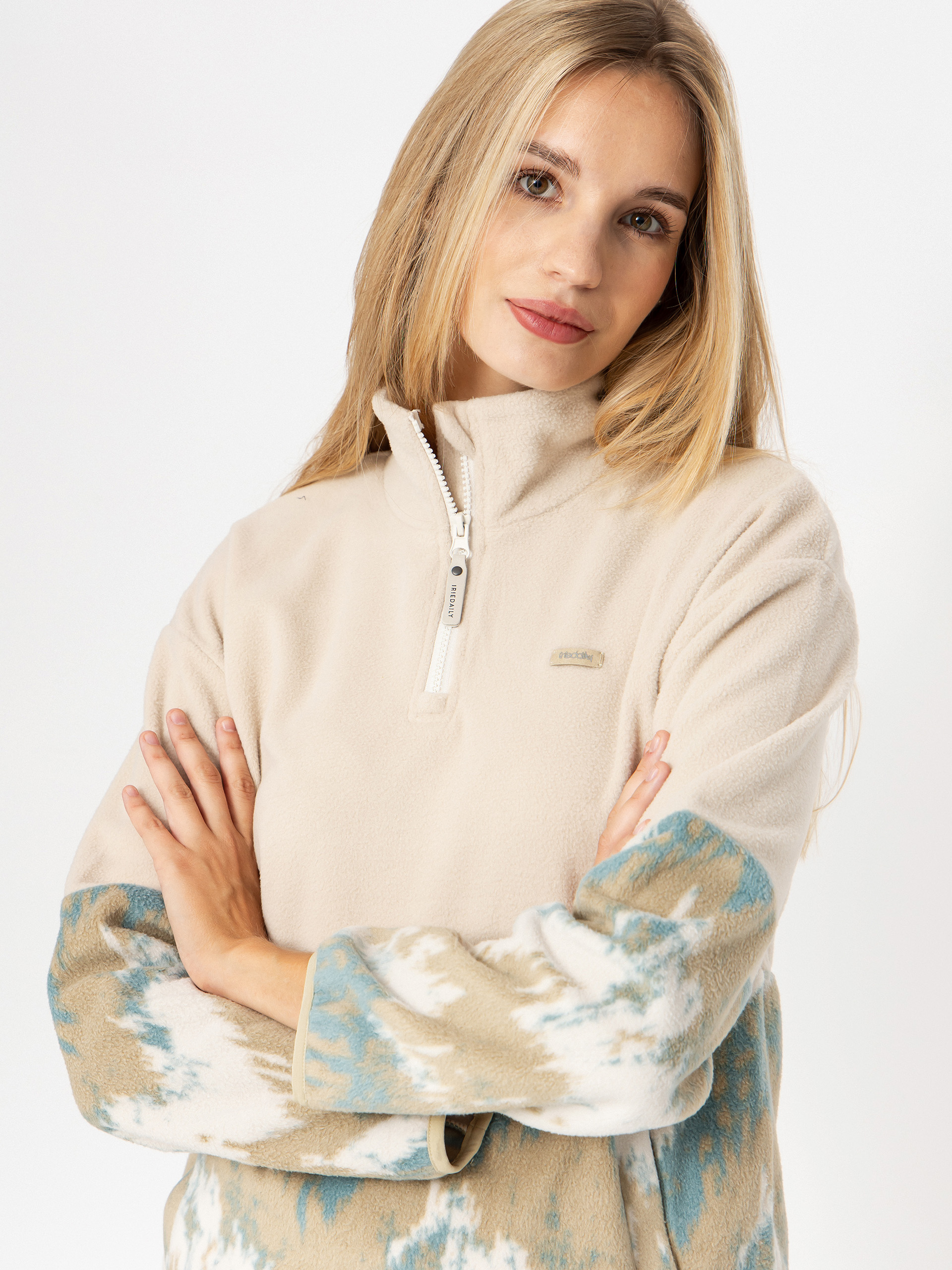 Damen Iriedaily Half Indi Troyer Fleece Jacke (khaki grey)