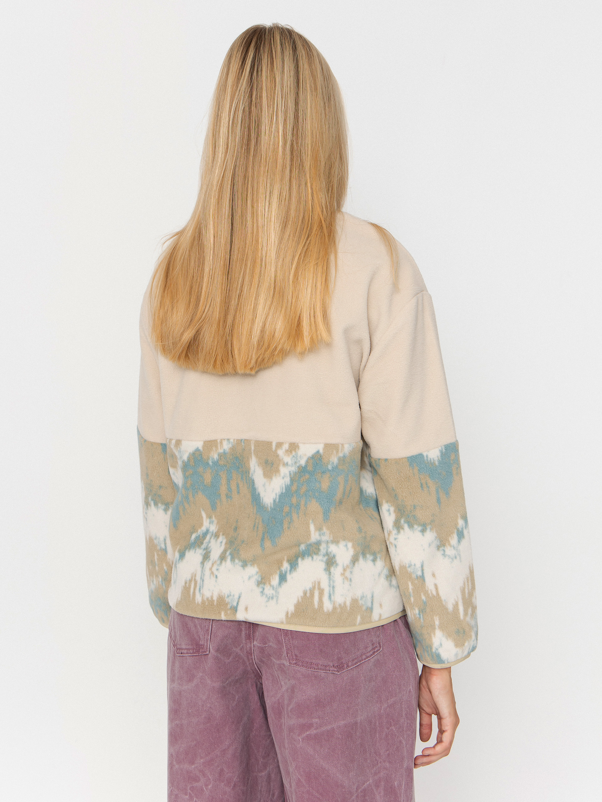 Womens Iriedaily Half Indi Troyer Fleece  (khaki grey)