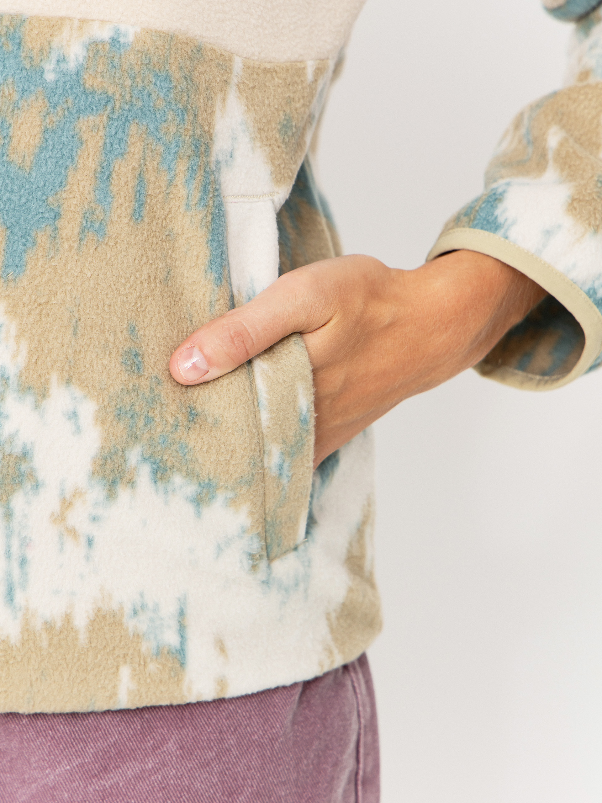 Womens Iriedaily Half Indi Troyer Fleece  (khaki grey)