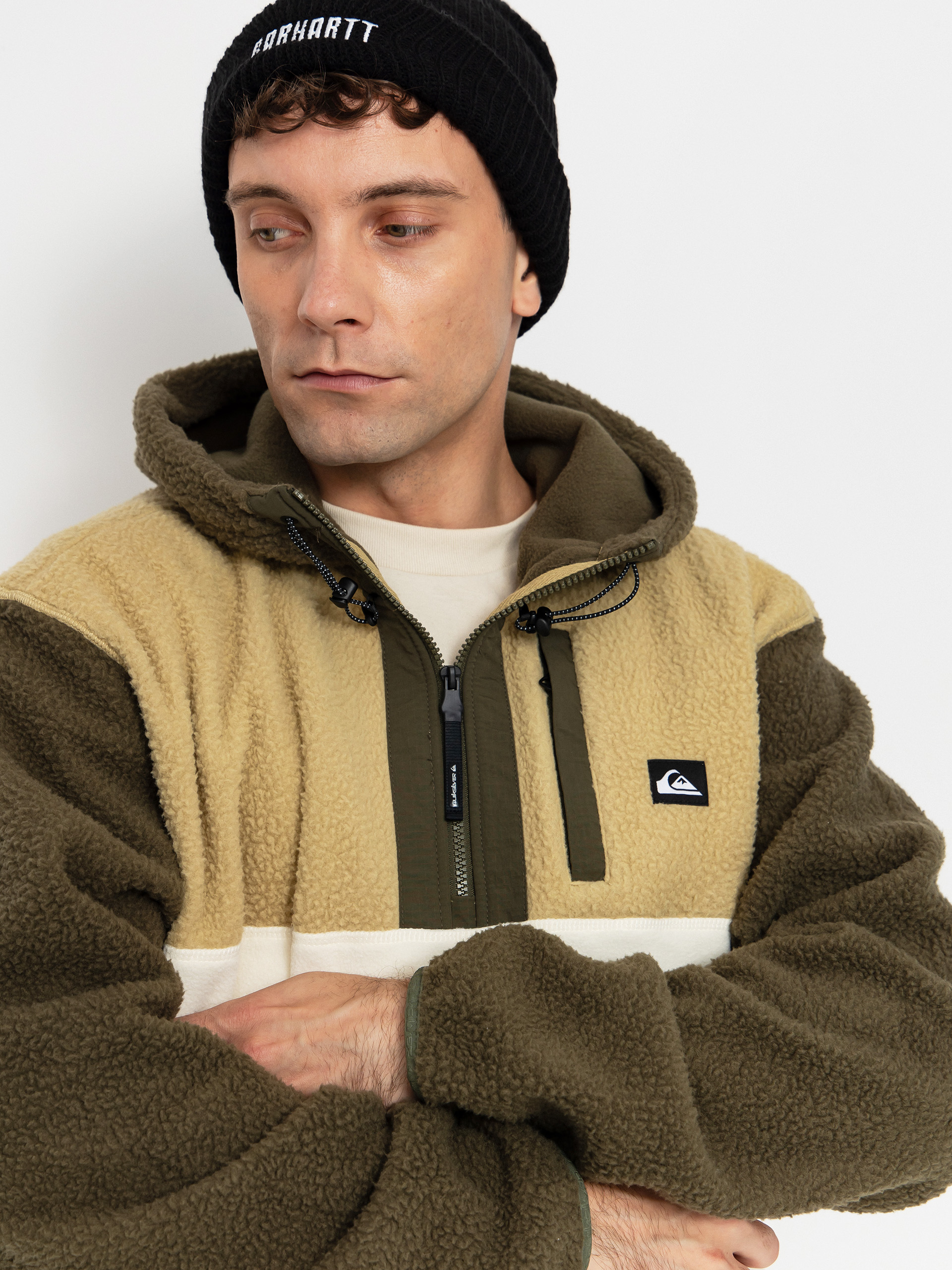 Quiksilver Fleece Ocean View Mix Up Hoody - brown, green (grape leaf)