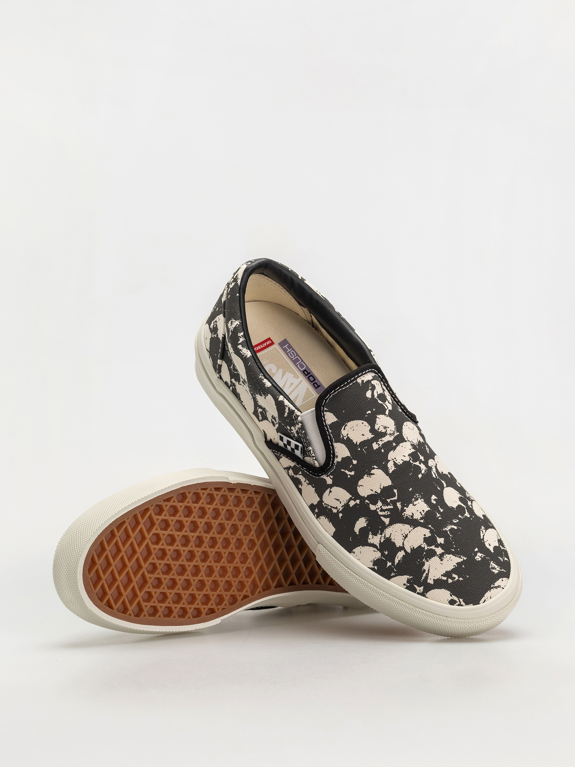 Vans Skate Slip On Shoes - white, black (skull pile black/white/gum)