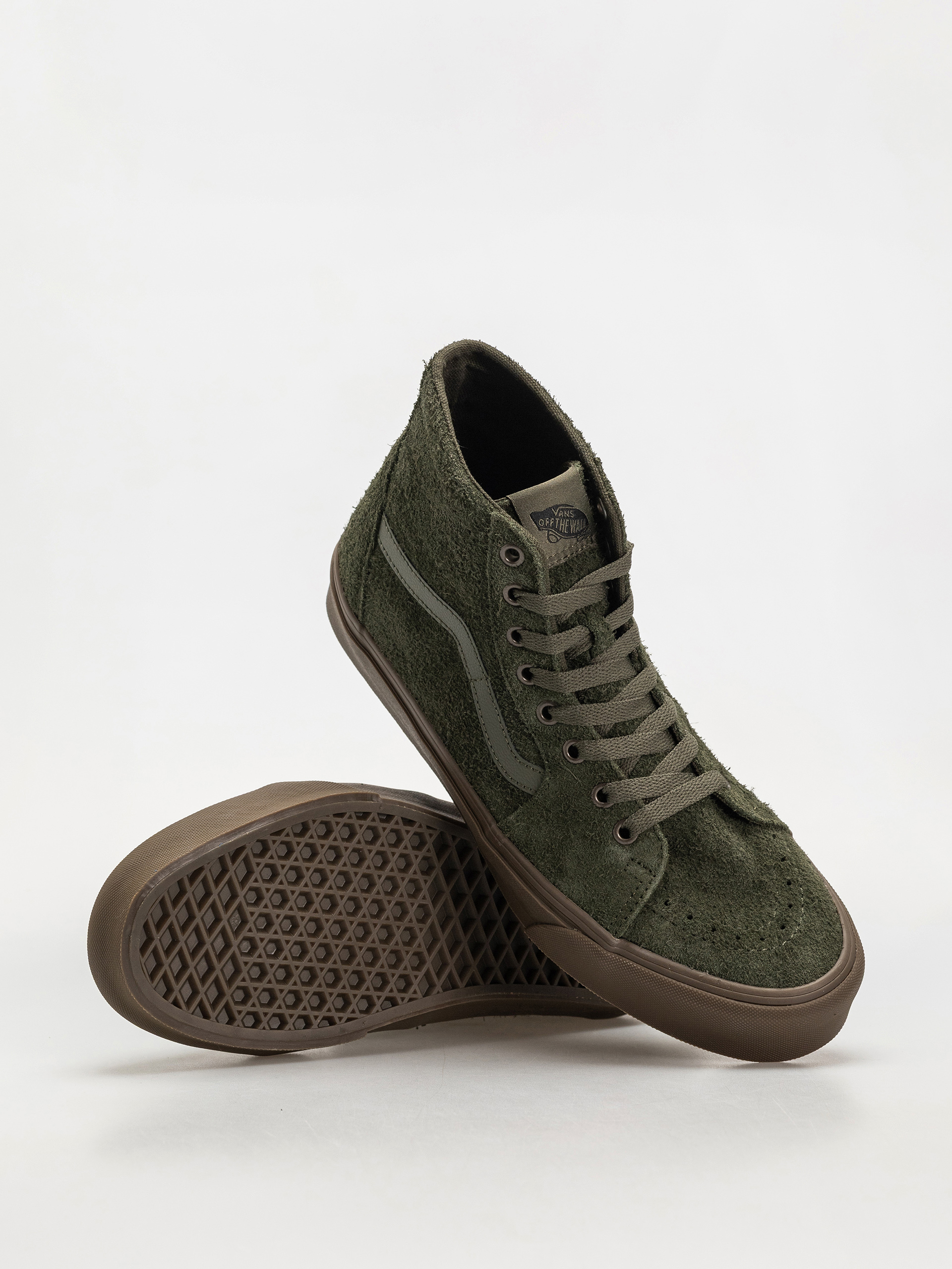 Vans Sk8 Hi Tapered Shoes - green (hairy suede olive/gum)