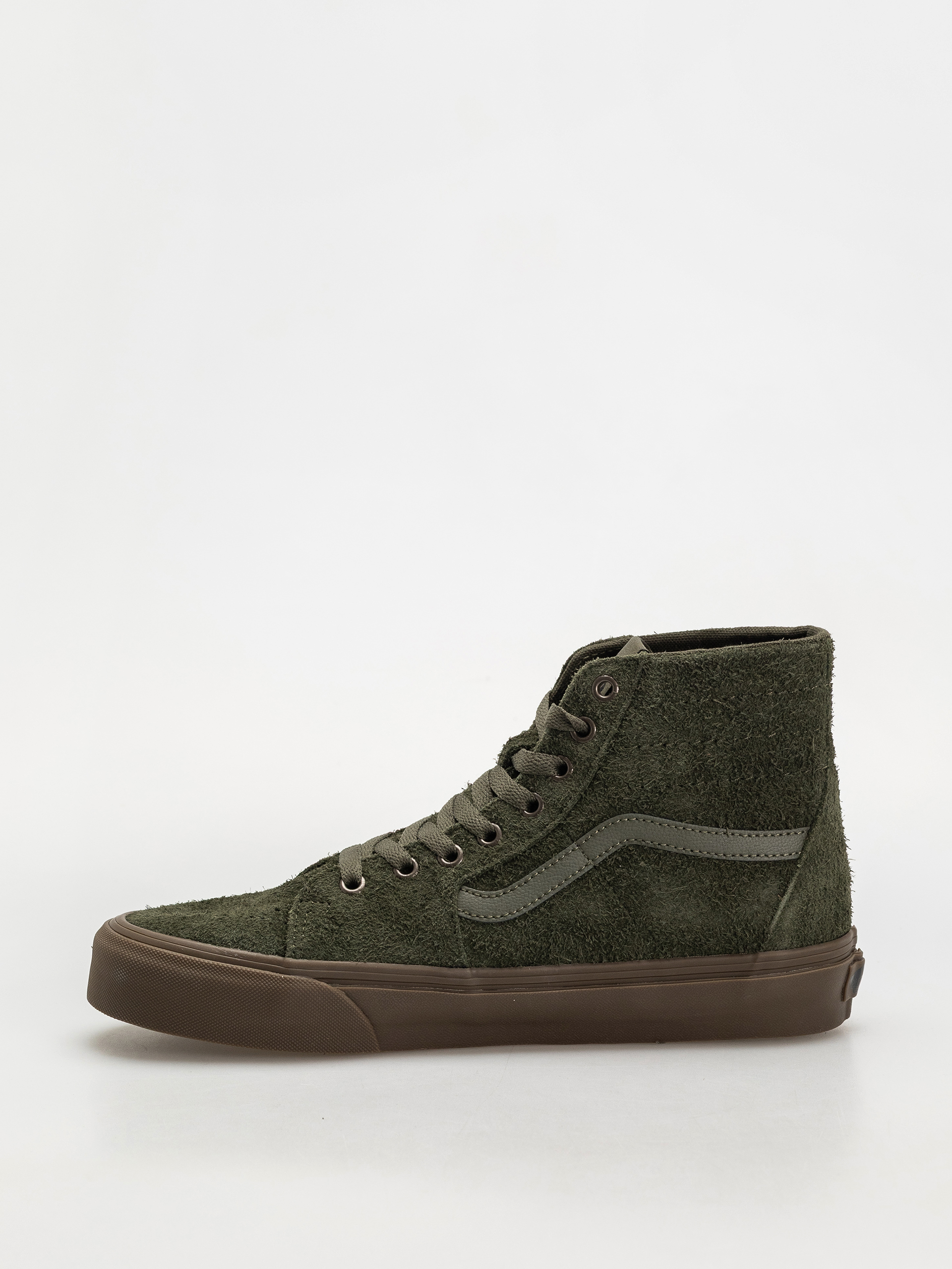 Vans Sk8 Hi Tapered Shoes (hairy suede olive/gum)