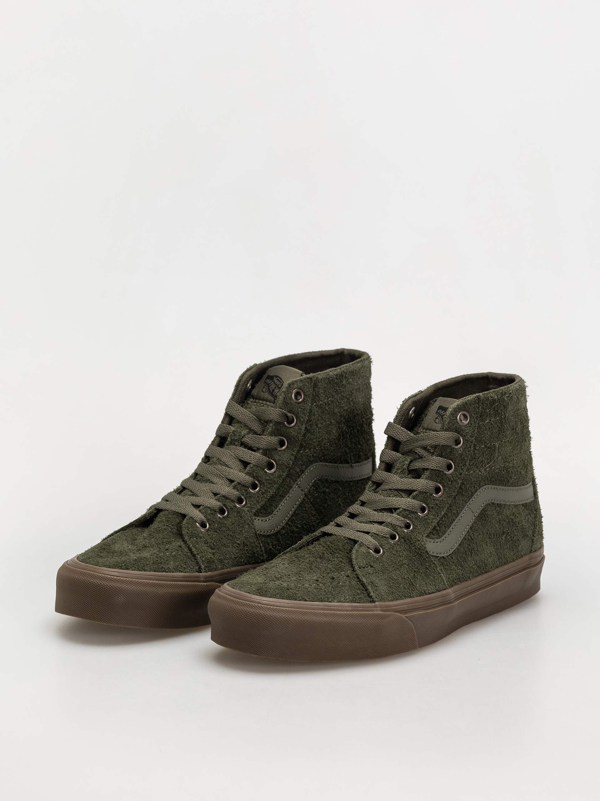 Vans Sk8 Hi Tapered Shoes (hairy suede olive/gum)