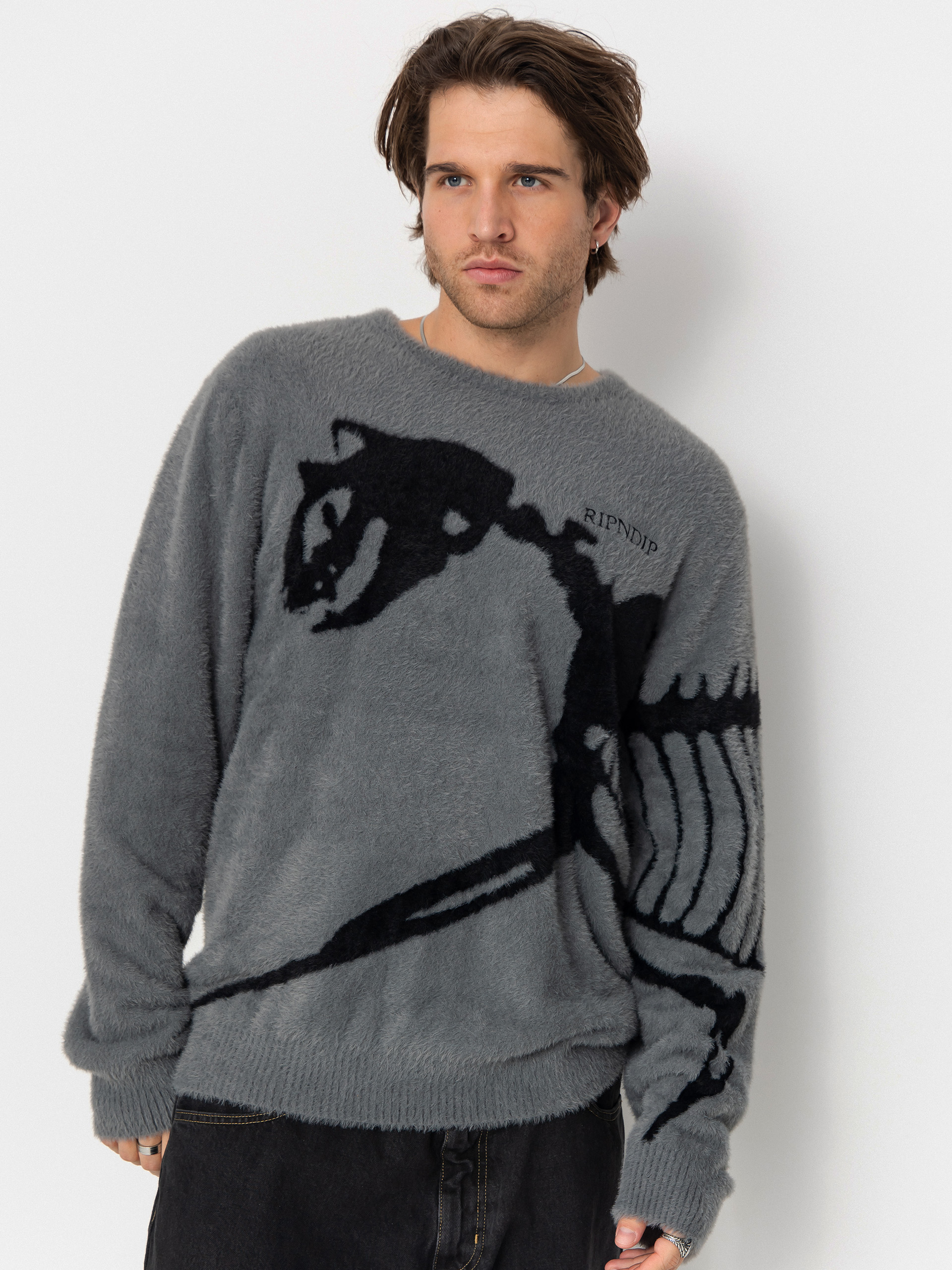 RipNDip Fossil Mohair Knit Sweater - grey (charcoal)
