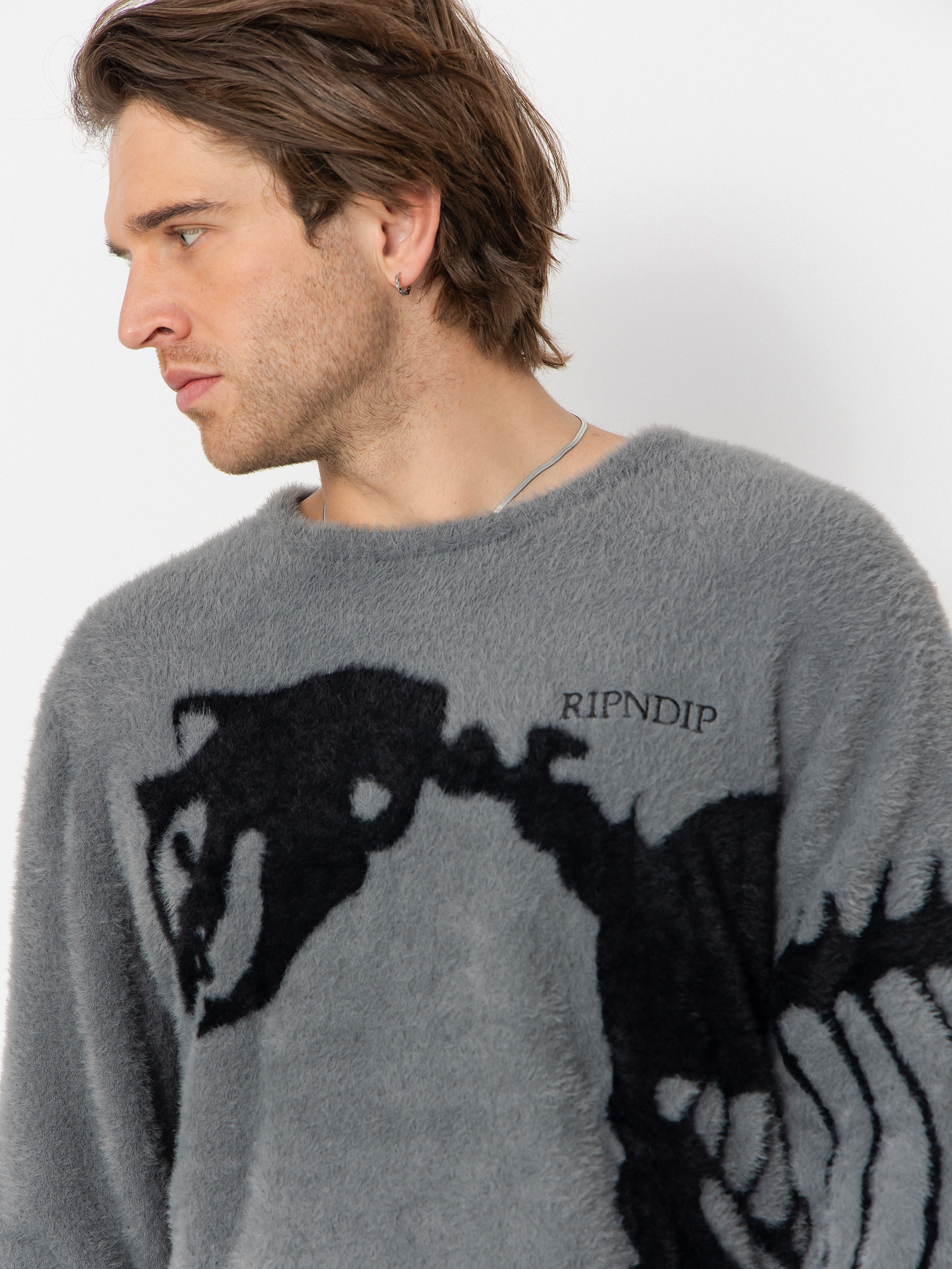 RipNDip Fossil Mohair Knit Sweater - grey (charcoal)